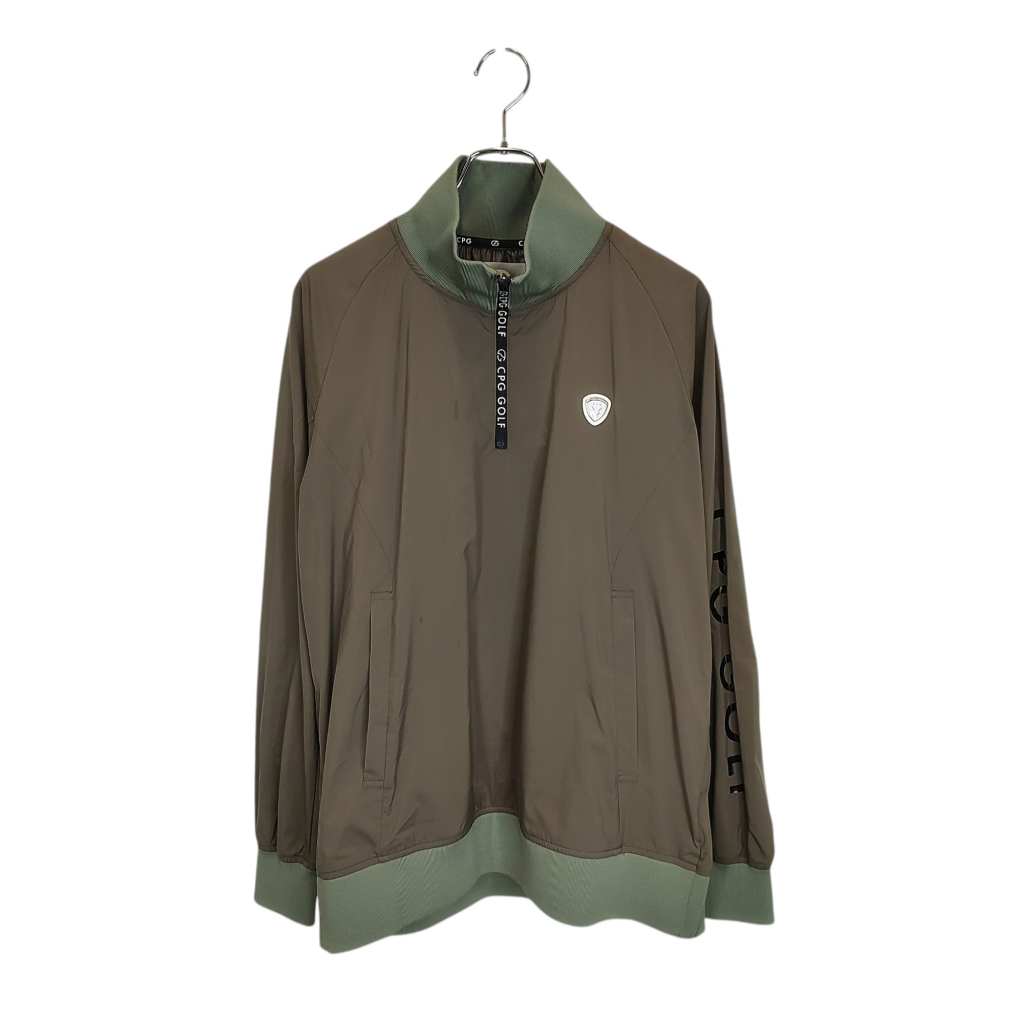【中古】CPG GOLF シーピージーゴルフ ハーフジップ ストレッチ タフタ スニード 2109-24117 4 カーキ/ミント メンズ
