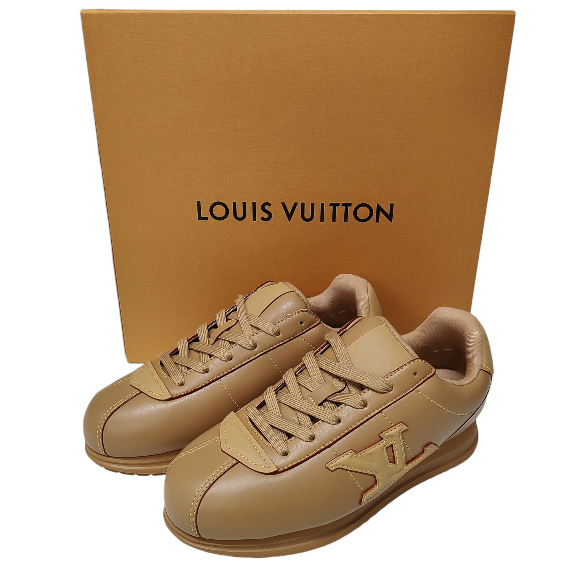 LOUIS VUITTON ルイ・ヴィトン LV ButterSoft バターソフト レザー スニーカー 9ハーフ ベージュ メンズ