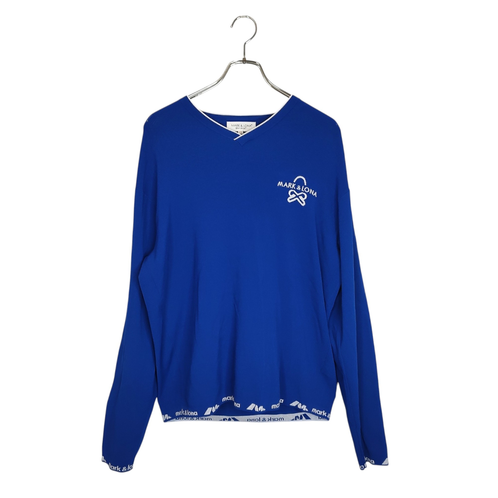 【中古】MARK&LONA マークアンドロナ ゴルフ 25AW Option Viscose V-Neck Sweater ニット セーター MLM-5A-AB01 48 ブルー メンズ