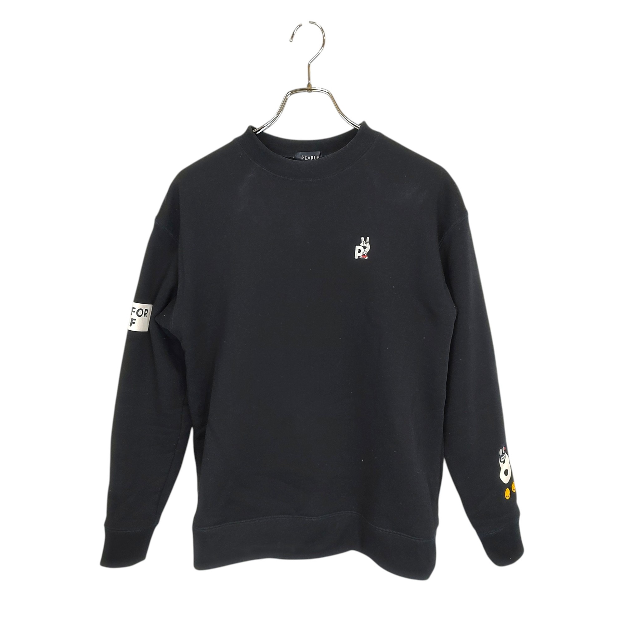 【中古】PEARLY GATES パーリーゲイツ ゴルフ 22AW ロゴ刺繡 長袖 トレーナー 055-2262010 2 ブラック レディース