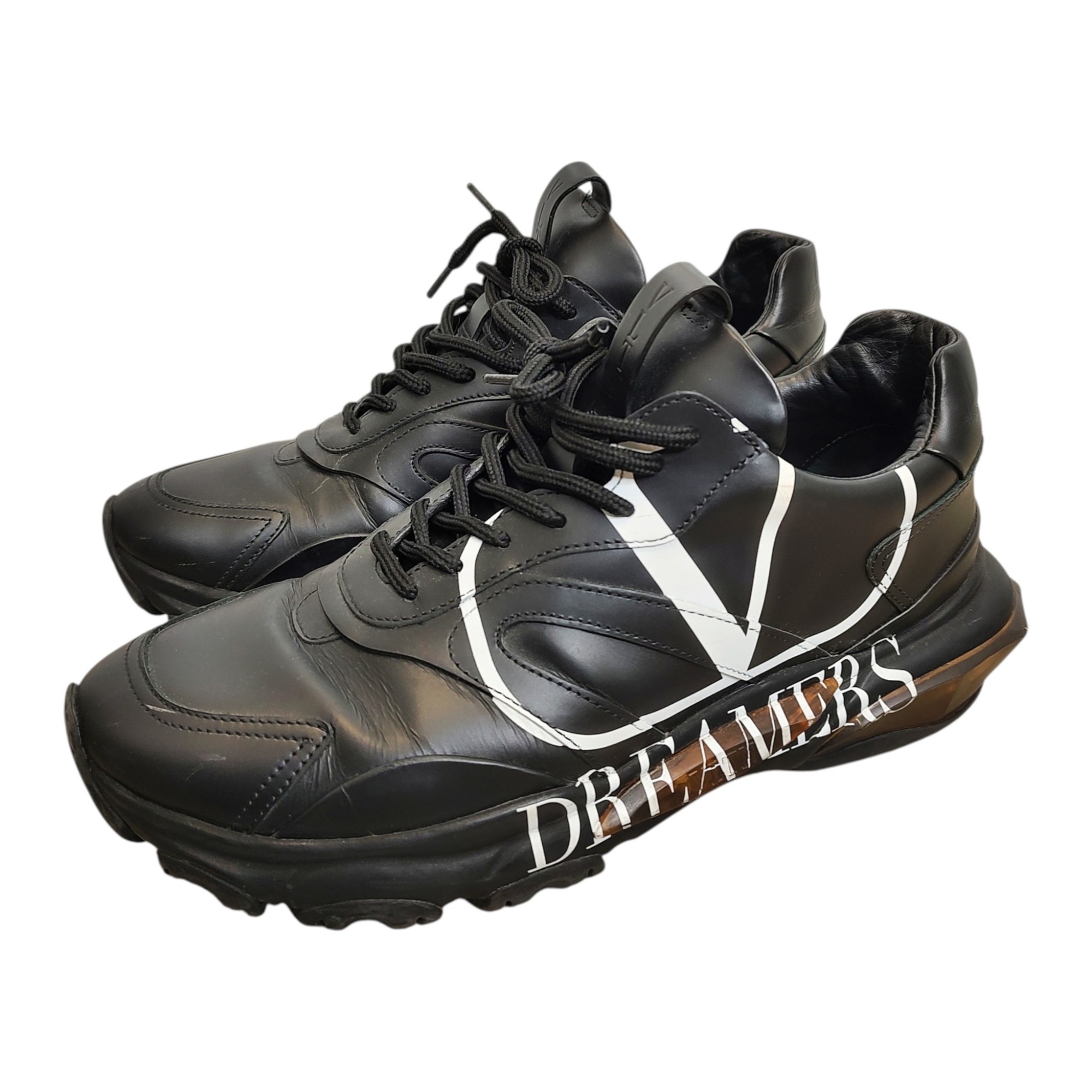 乐天商城 - 【中古】VALENTINO ヴァレンティノ ローカット レザー スニーカー TTB05Y0 42 ブラック メンズ