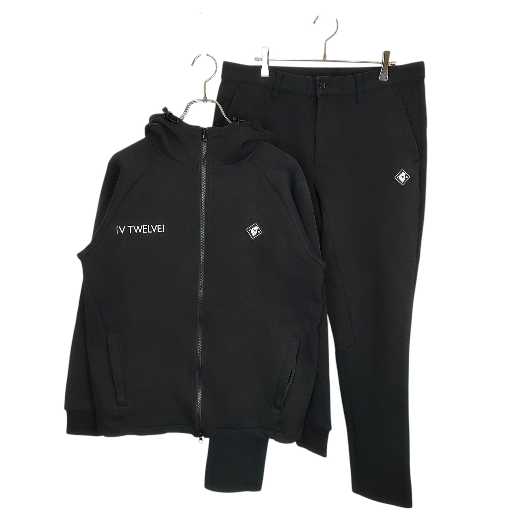 Rakuten - 【中古】V12 ブイトゥエルブ ゴルフ 24AW SHOT JKT PANTS ジップパーカー スウェット パンツ セットアップ 上:V122420-SW05 下:V122420-PN06 上:L 下:XL ブラック メンズ