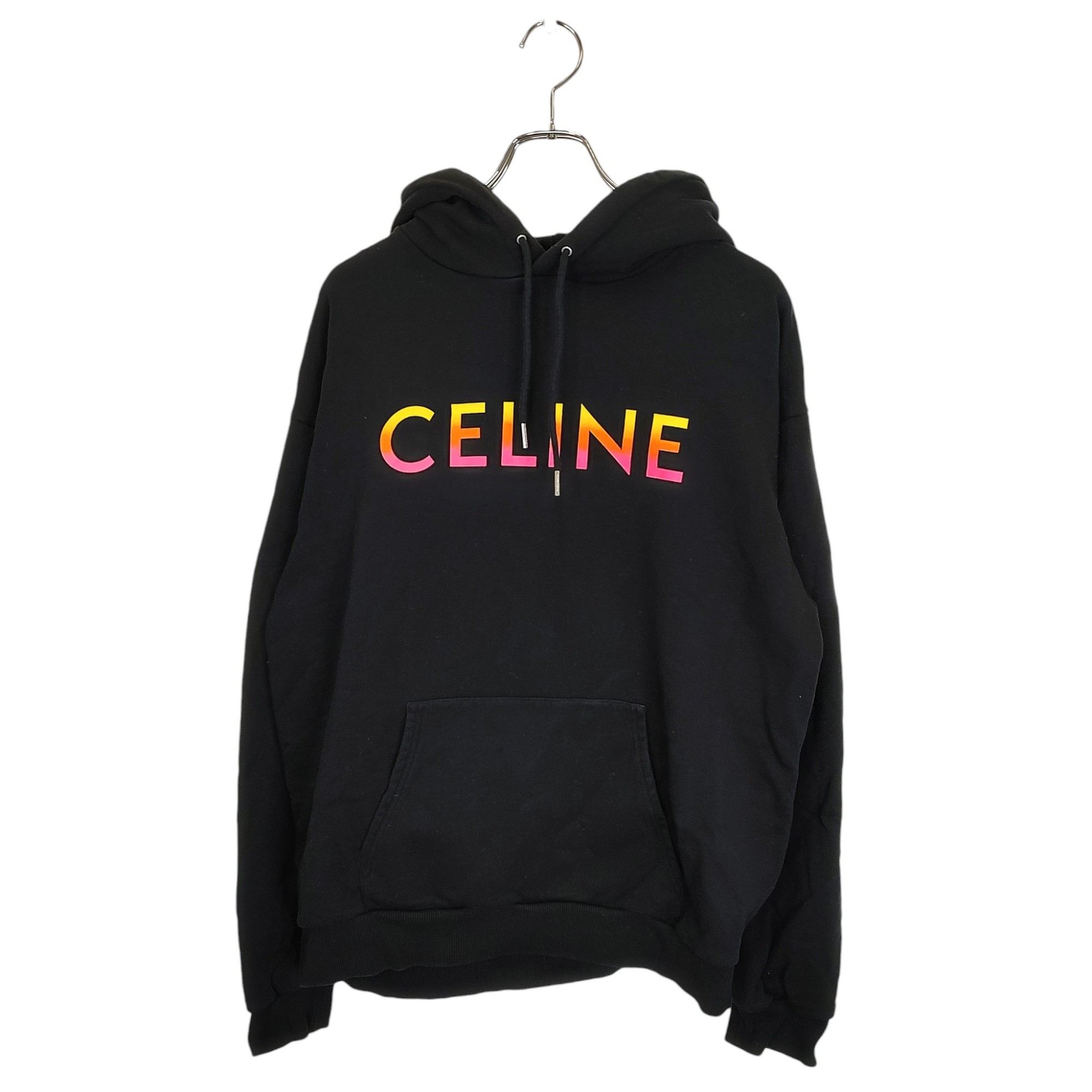 樂天商城 - 【中古】CELINE セリーヌ グラデーション ロゴ プルオーバー パーカー 2Y753670Q XL ブラック/マルチ メンズ