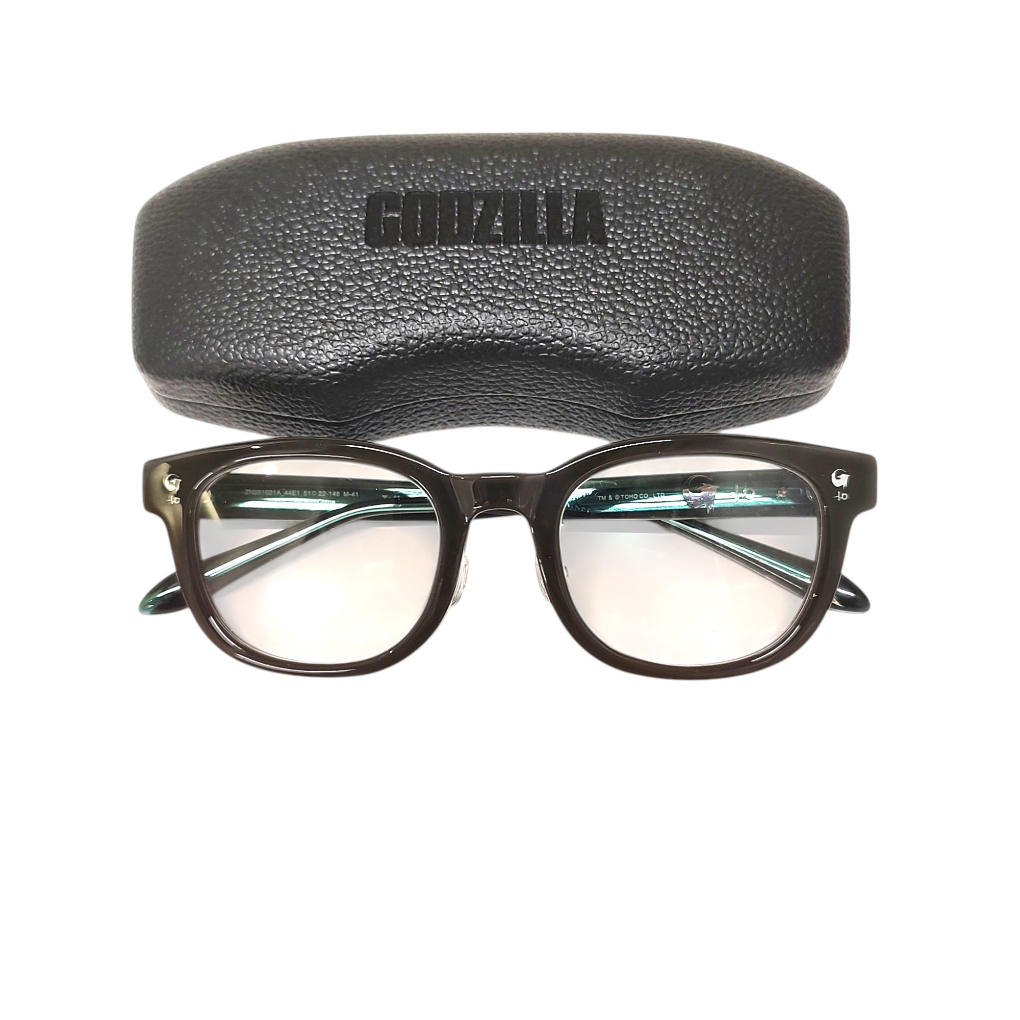 【中古】Zoff ゾフ ×GODZILLA ウェリントン サングラス メガネ 眼鏡 ZN251031A_44E1 51□22 フレーム：ブラウン×ブラック レンズ：クリア