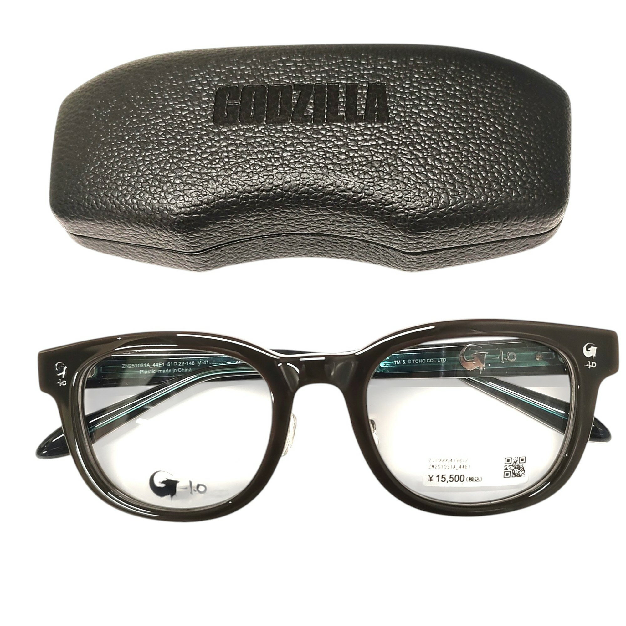 【中古】Zoff ゾフ ×GODZILLA ウェリントン サングラス 眼鏡 メガネ ZN251031A_44E1 51□22-148 フレーム：ブラウン×ブラック レンズ：クリア メンズ