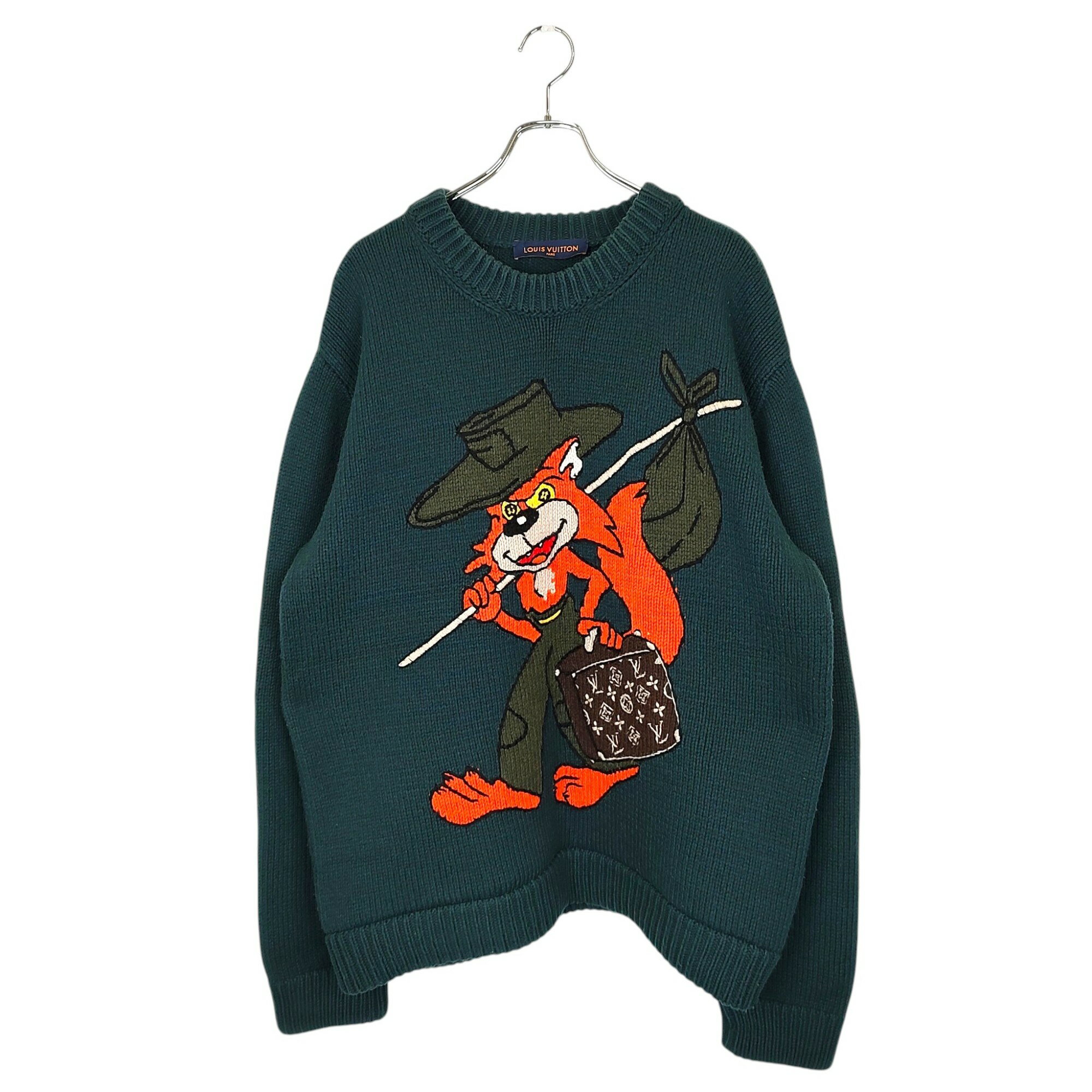 樂天商城 - 【中古】LOUIS VUITTON ルイ・ヴィトン 22AW Handknit Crewneck ハンドメイド カシミヤ混 ウール ニット・セーター RM222 JYB HNN92W 4L グリーン メンズ