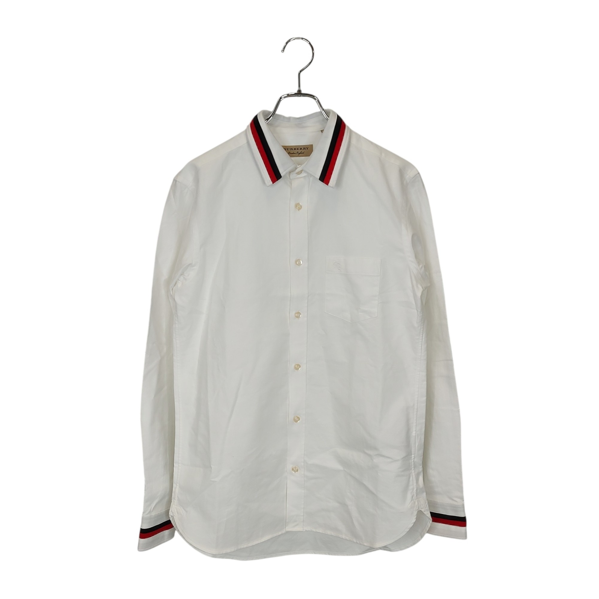 【中古】BURBERRY バーバリー Striped Color Shirt ポケット刺繍 ストライプ カラー 長袖 シャツ 8004964/69B S ホワイト メンズ