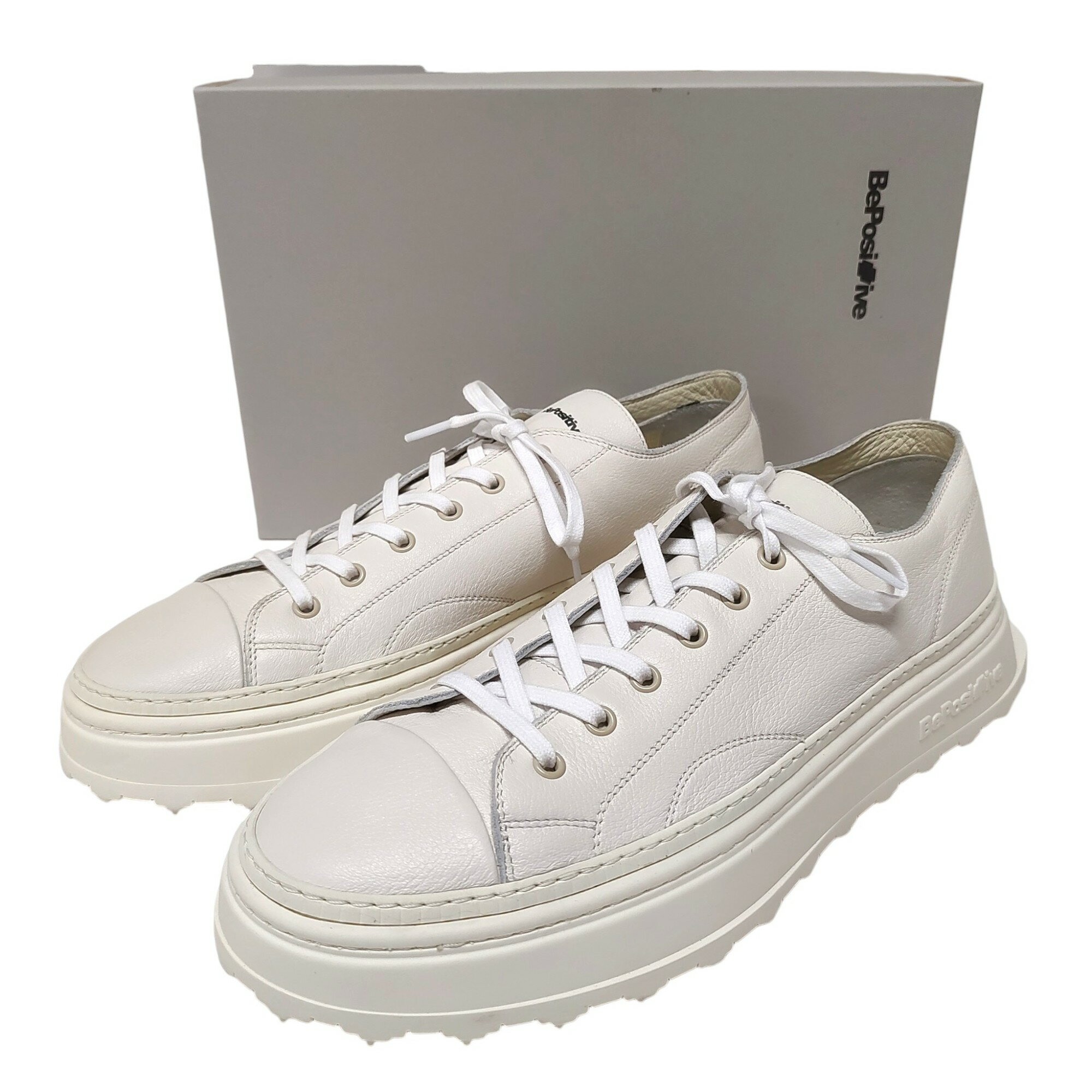 樂天商城 - 【中古】Bepositive ビーポジティブ Cuprace Star Low レザー スニーカー S6MCPR06/LEA EU45 29cm ホワイト メンズ