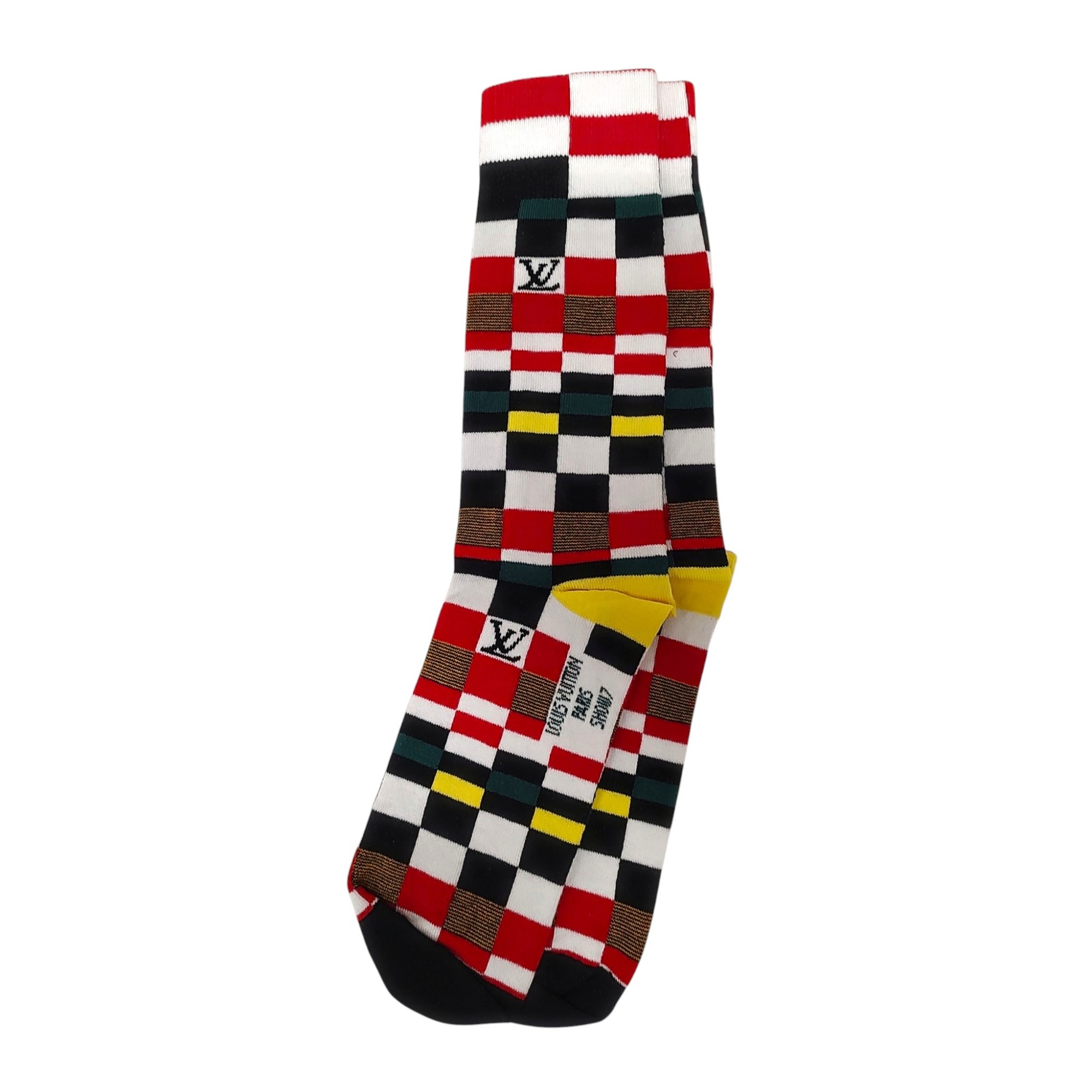 【中古】LOUIS VUITTON ルイ・ヴィトン ダミエ チェック ソックス 靴下 F マルチ メンズ