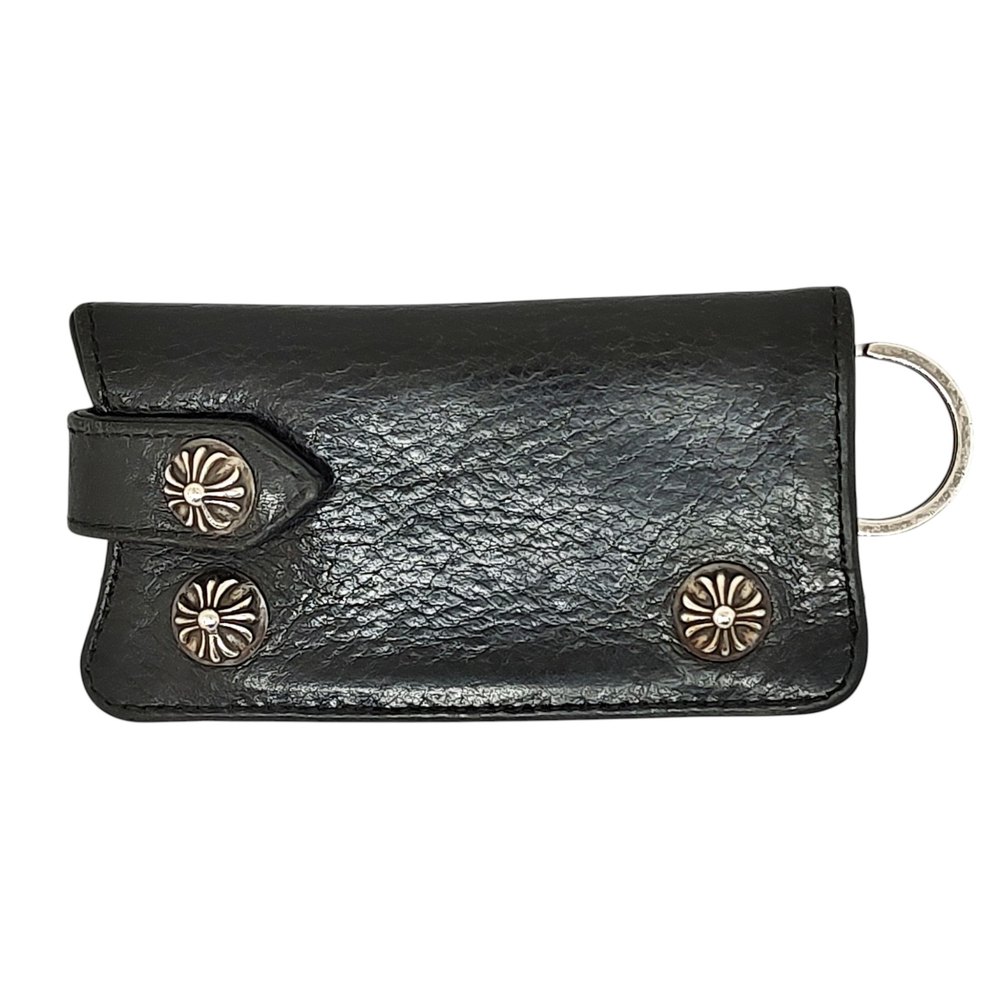 【中古】Chrome Hearts クロムハーツ Keycase Crossball Button Leather Key Ring キーケース クロスボタン レザー キーケース F ブラック