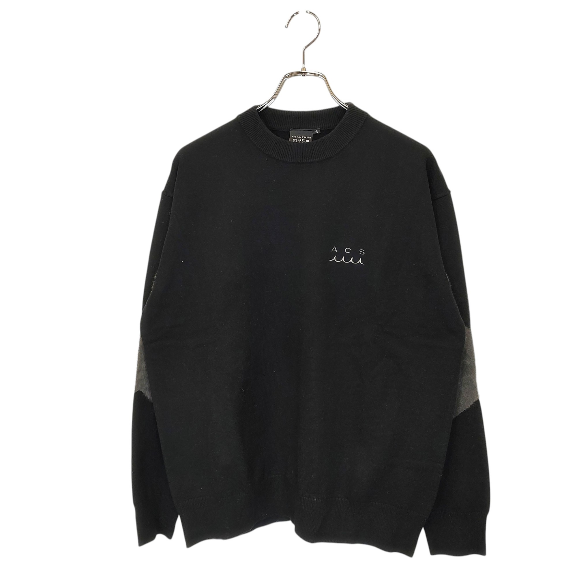 【中古】muta MARINE GOLF ムータ マリン ゴルフ x ACANTHUS アカンサス Arm Line Knit ニット セーター MMAC-MA2435 6 ブラック/グレー メンズ