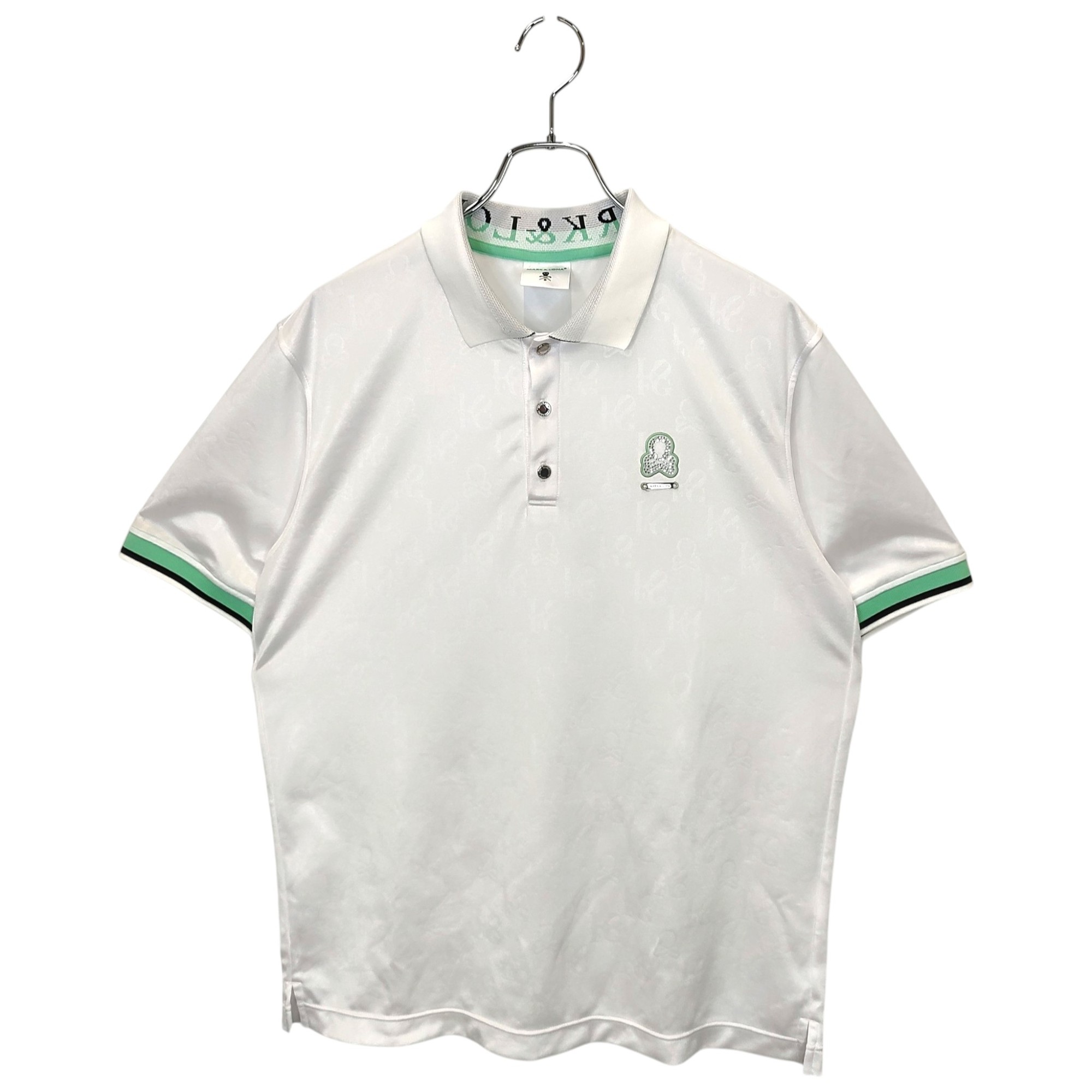 Rakuten - 【中古】MARK&LONA マークアンドロナ ゴルフ 25SS Ever Monogram Embossed Polo 半袖 ポロシャツ MLM-5A-AP08 50 ホワイト×グリーン メンズ