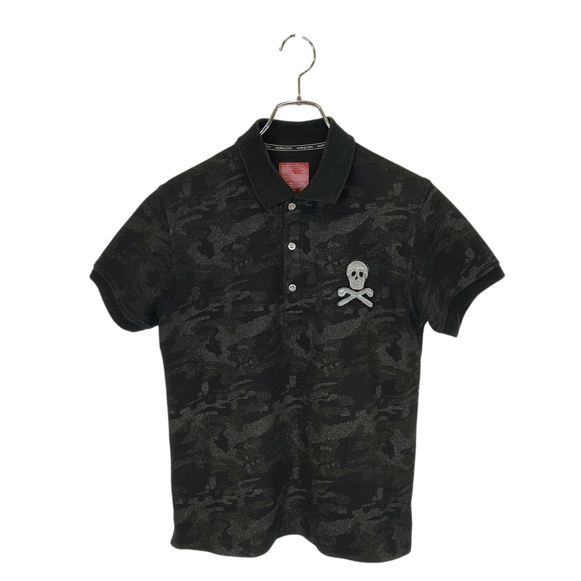【中古】MARK&LONA マークアンドロナ ゴルフ S/S POLO 総柄 半袖 ポロシャツ ML-10A-PL07 M ブラック メンズ