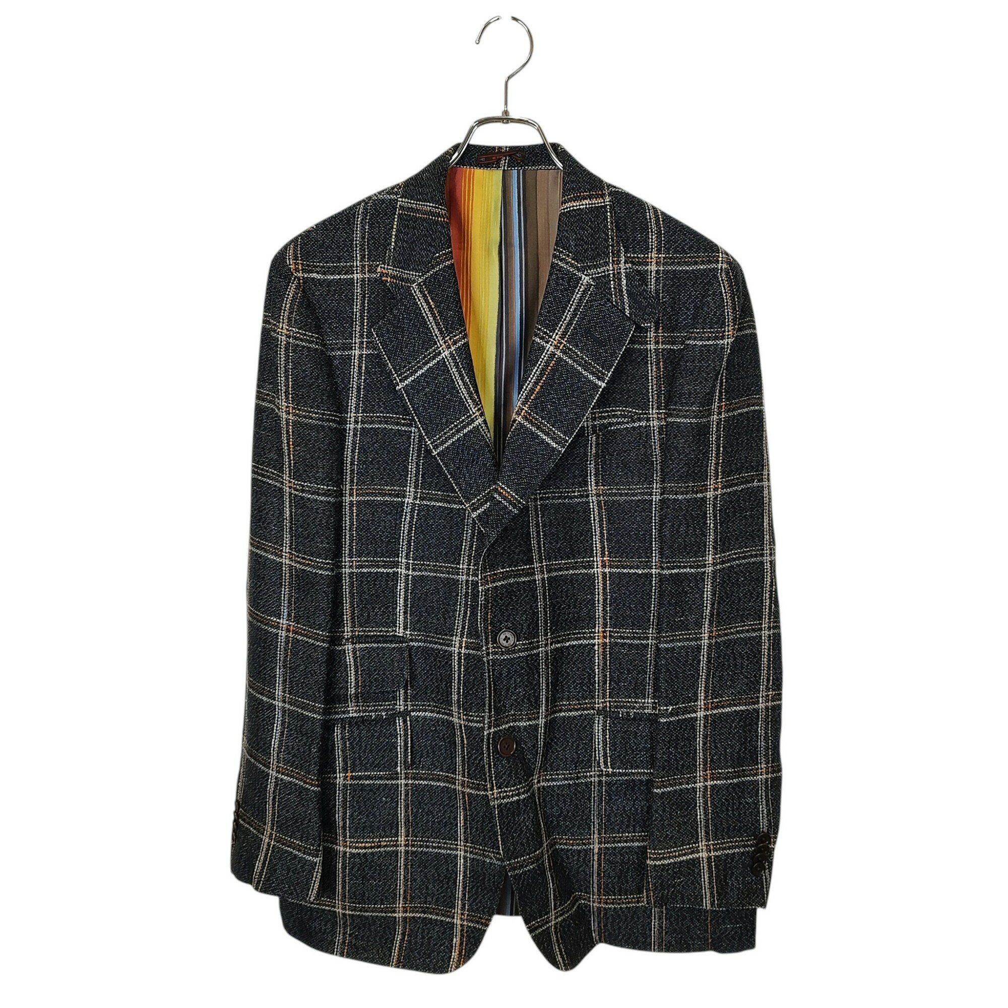 樂天商城 - 【中古】ETRO エトロ Checked linen silk tailored jacket チェック柄 リネン シルク テーラードジャケット 11803 52 マルチ