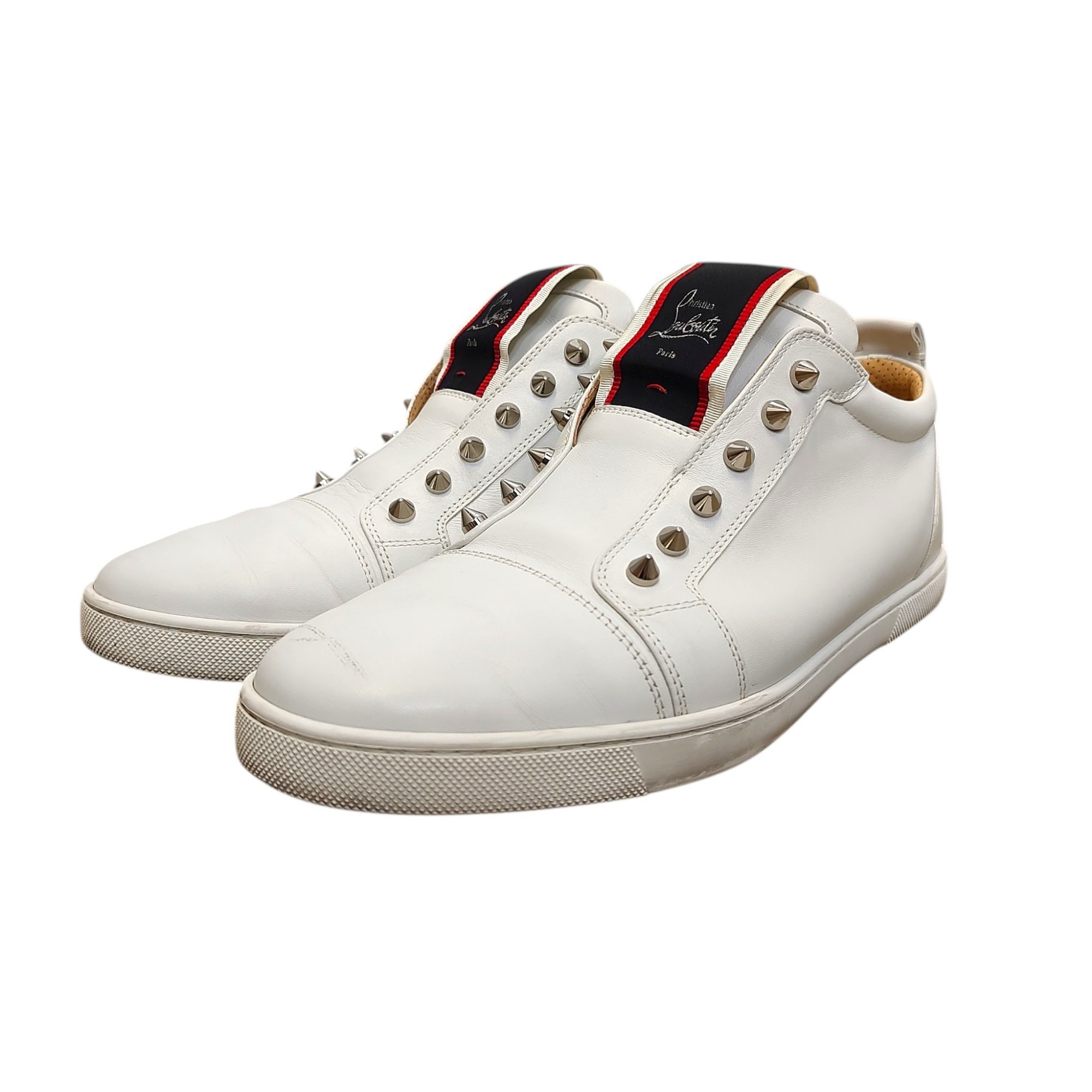 樂天商城 - 【中古】Christian Louboutin クリスチャンルブタン F.A.V Fique A Vontade スパイク スタッズ レザー スニーカー 42 1/2 ホワイト メンズ