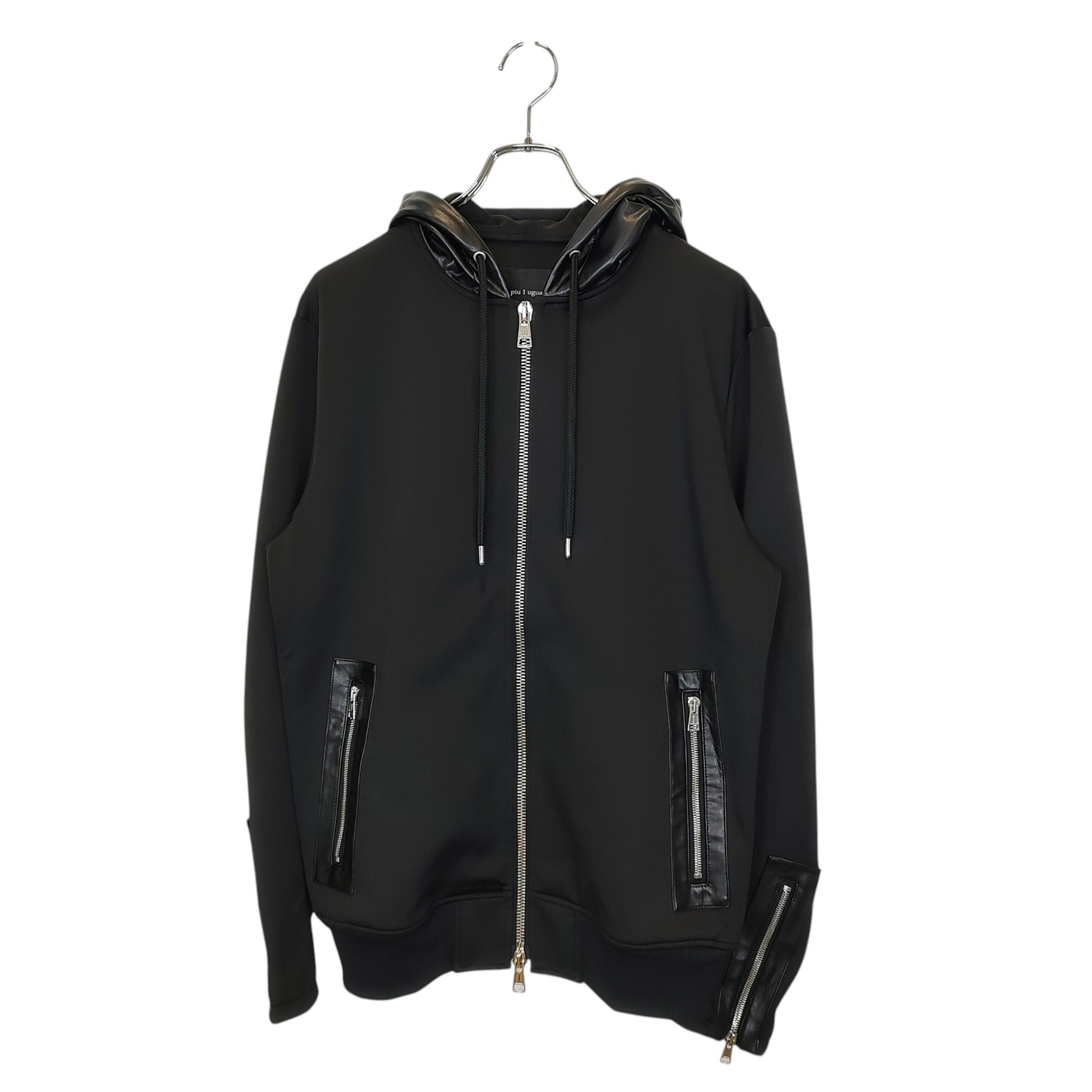 Rakuten - 【中古】1PIU1UGUALE3 ウノピゥウノウグァーレトレ RIDERS PARKA スキューバ ダブルジャージ ライダース パーカー MRB675 POE472 6 ブラック メンズ