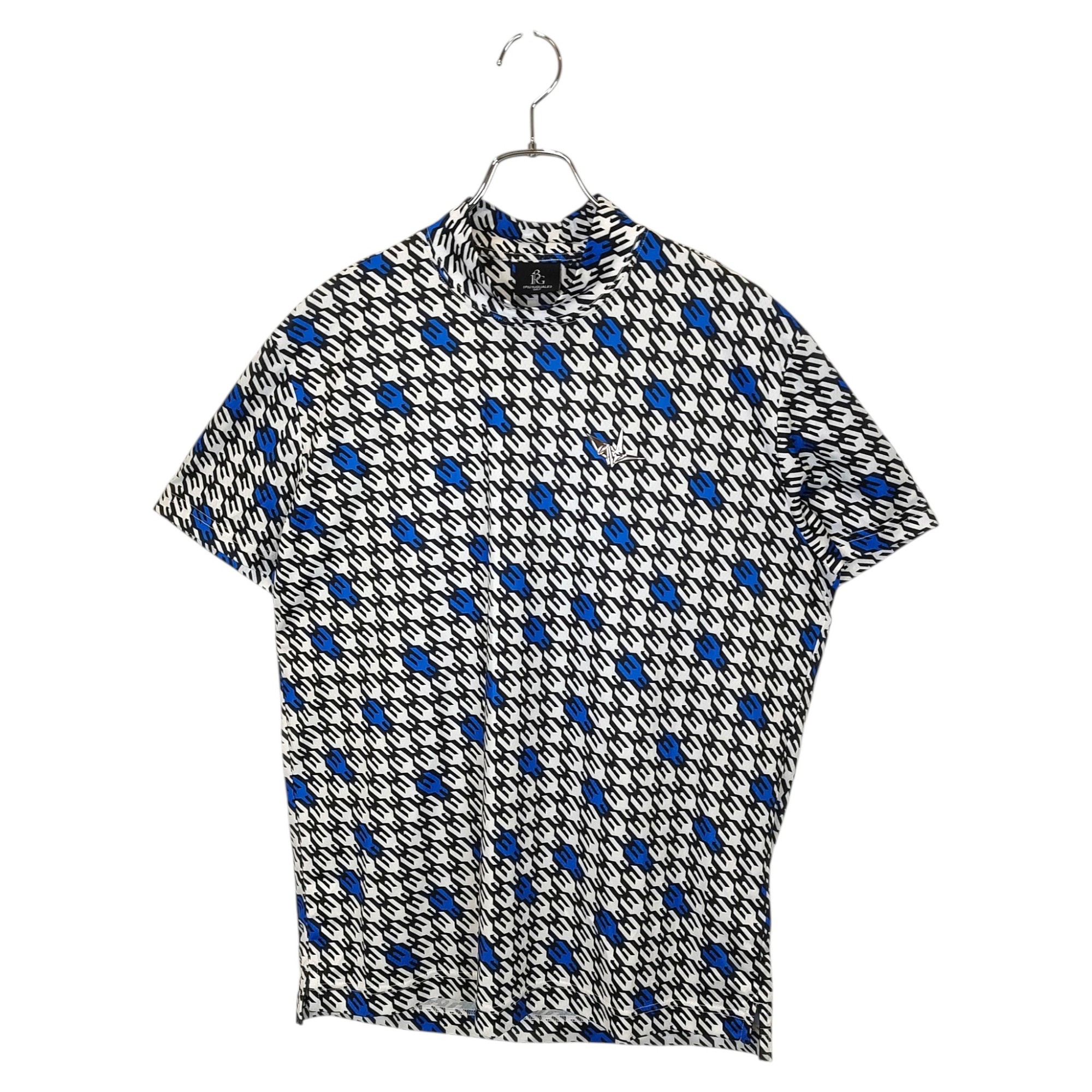 Shirts - 【中古】1PIU1UGUALE3 GOLF ウノピゥウノウグァーレトレ ゴルフ S/S MOCK NECK HOUNDSTOOTH 総柄 半袖 モックネック Tシャツ GRT221 POE477 5 ホワイト/ブルー メンズ
