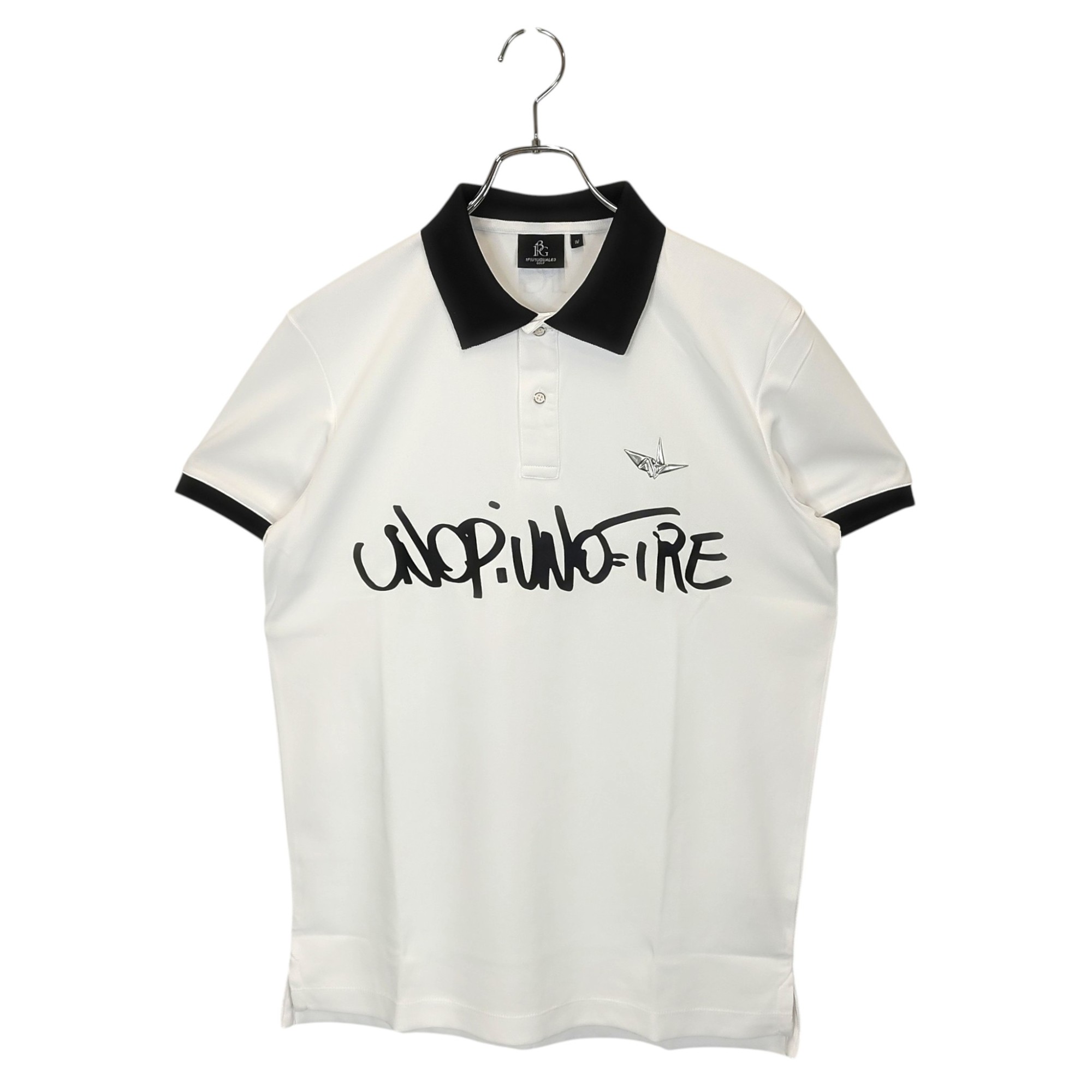 Shirts - 【中古】1PIU1UGUALE3 GOLF ウノピゥウノウグァーレトレ ゴルフ フロントロゴ 半袖 ポロシャツ GRT242 POE541 4 ブラック/ホワイト メンズ
