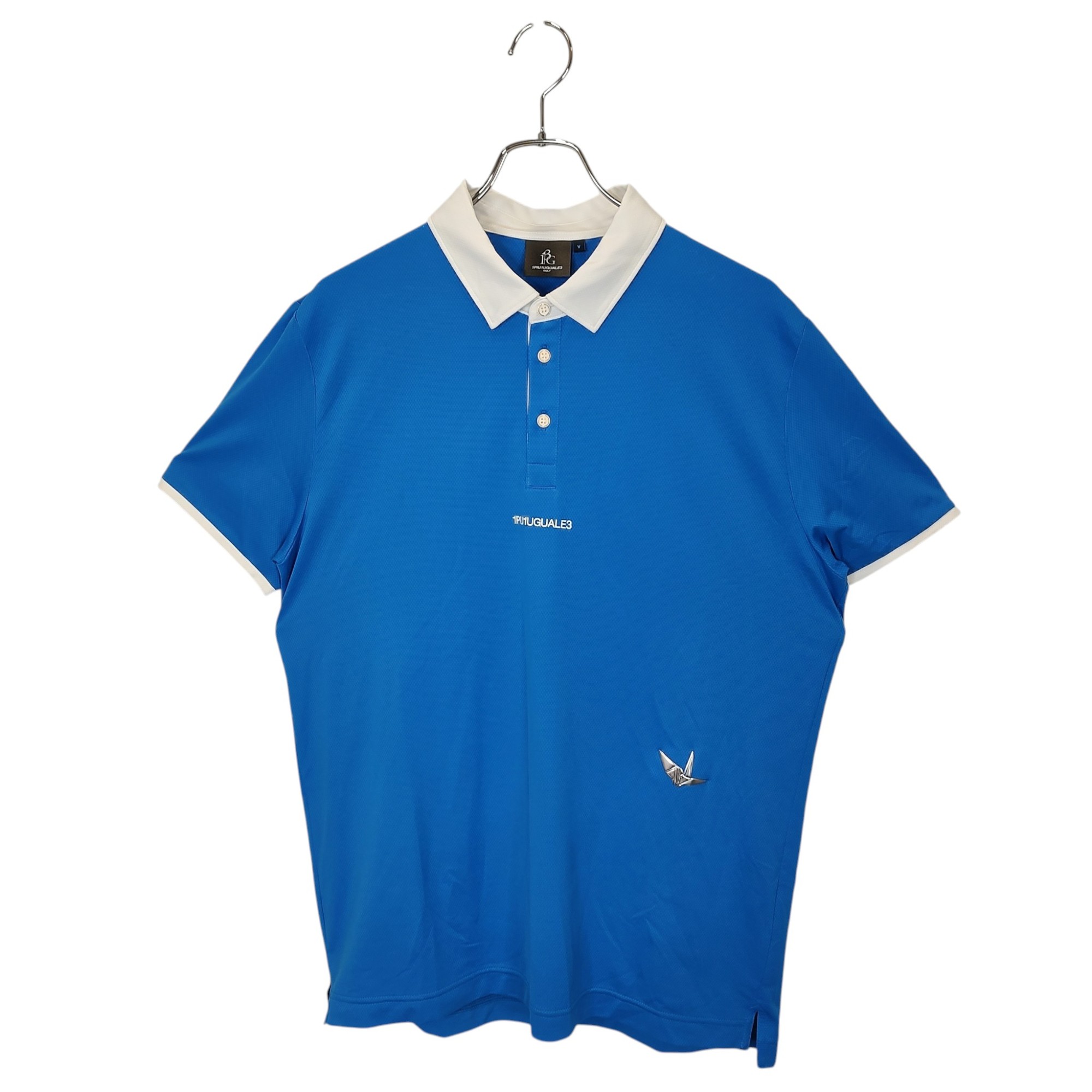 樂天商城 - 【中古】1PIU1UGUALE3 GOLF ウノピゥウノウグァーレトレ ゴルフ S/S POLO SIMPLE WHITE LINE 半袖 ポロシャツ GDT009 POE415 5 ブルー/ホワイト メンズ
