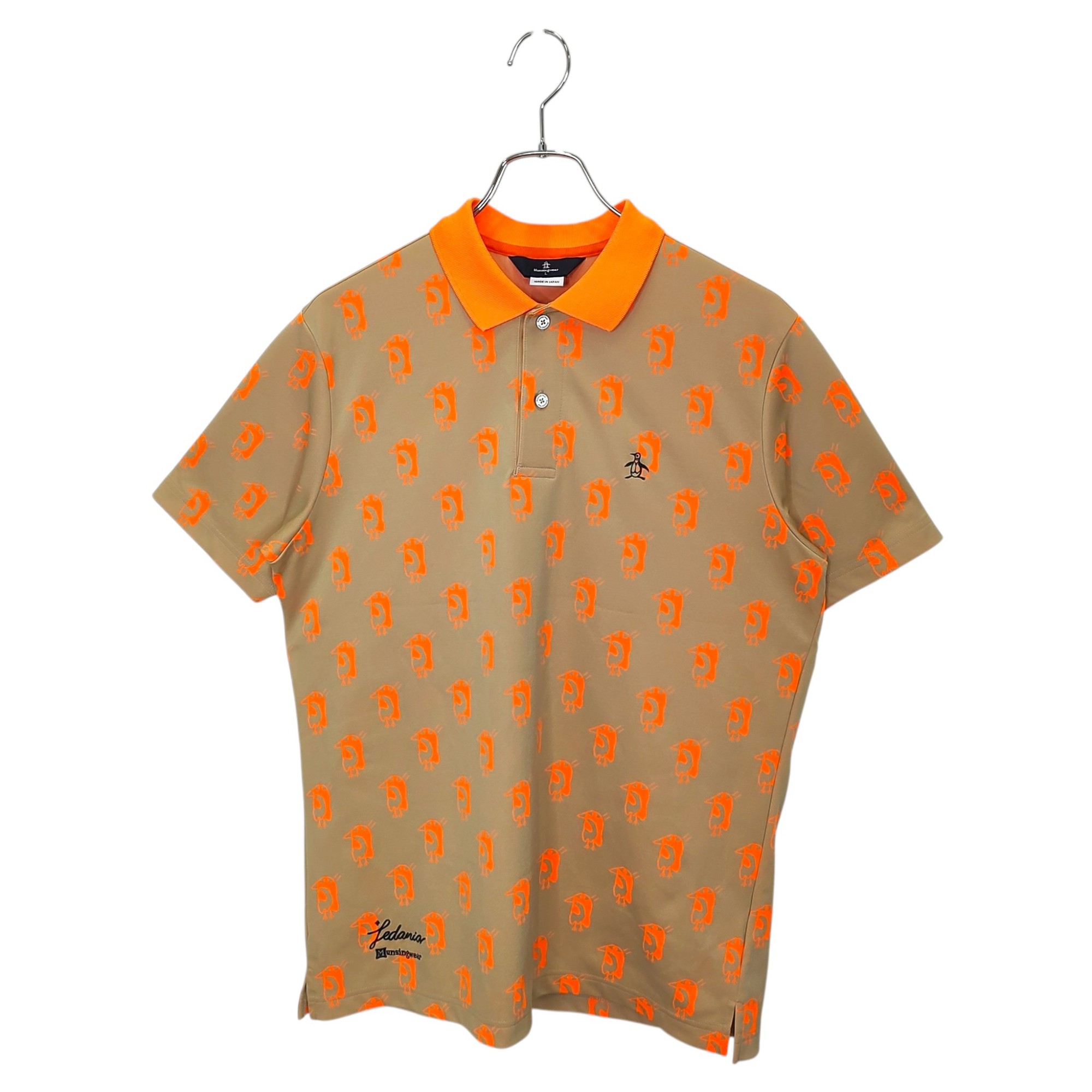 樂天商城 - 【中古】MUNSINGWEAR マンシングウェア S/S 総柄 半袖 ポロシャツ MGMRJA15 L オレンジ×ベージュ メンズ