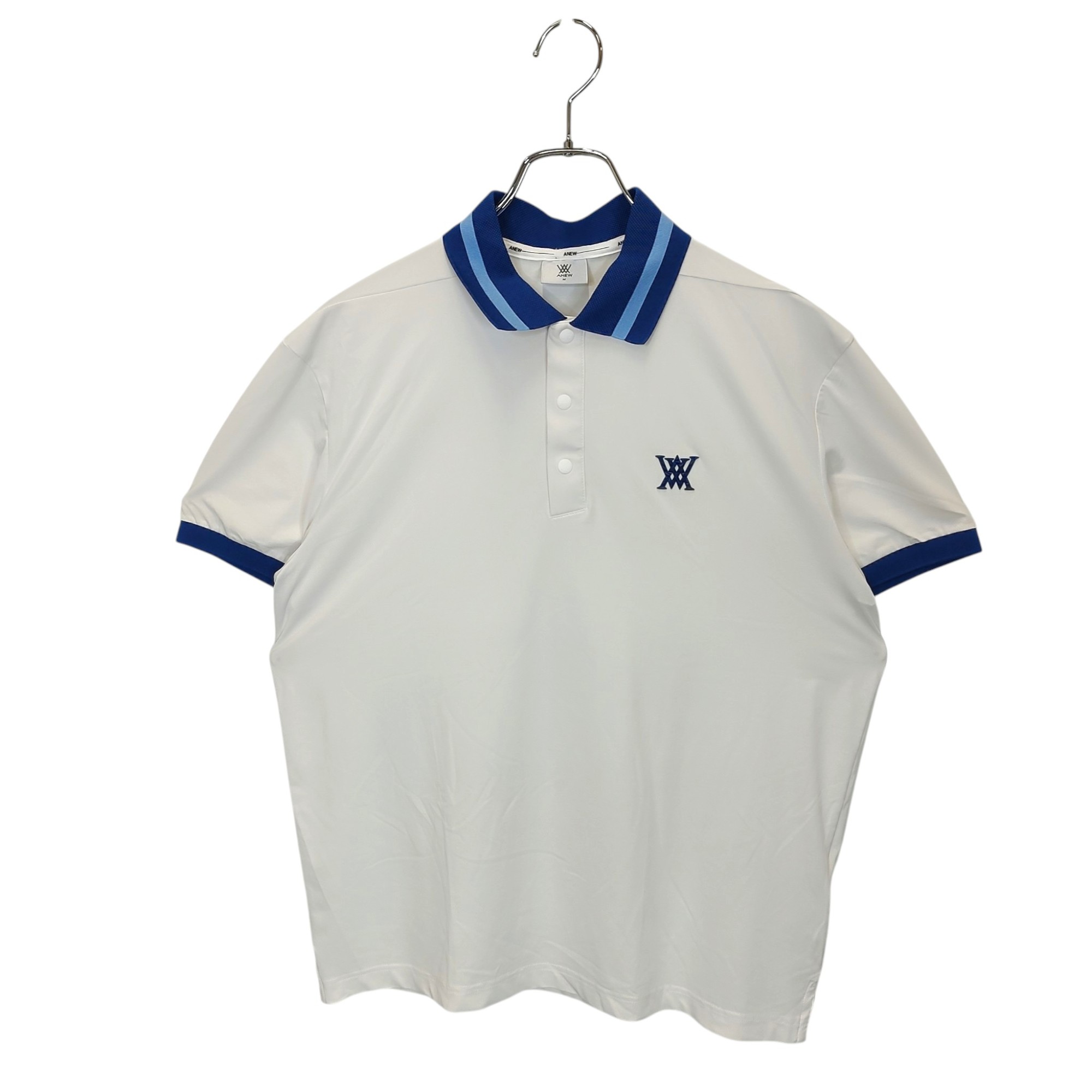 Rakuten - 【中古】ANEW GOLF アニュー ゴルフ S/S POLO 半袖 ポロシャツ AGDMMTS08 M ホワイト×ブルー メンズ
