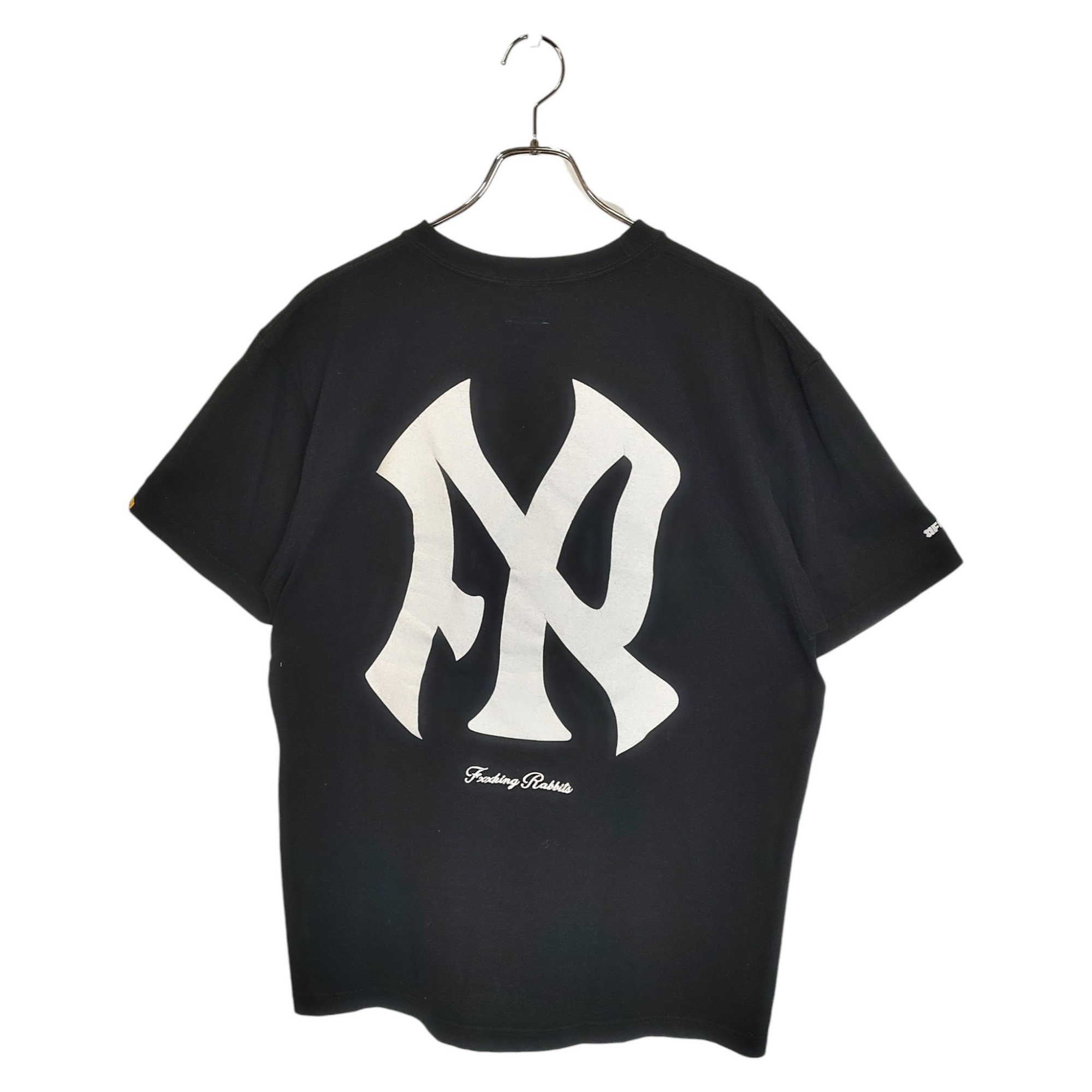 【中古】FR2 エフアールツー MLB NYロゴ 刺繍 半袖 Tシャツ L ブラック メンズ