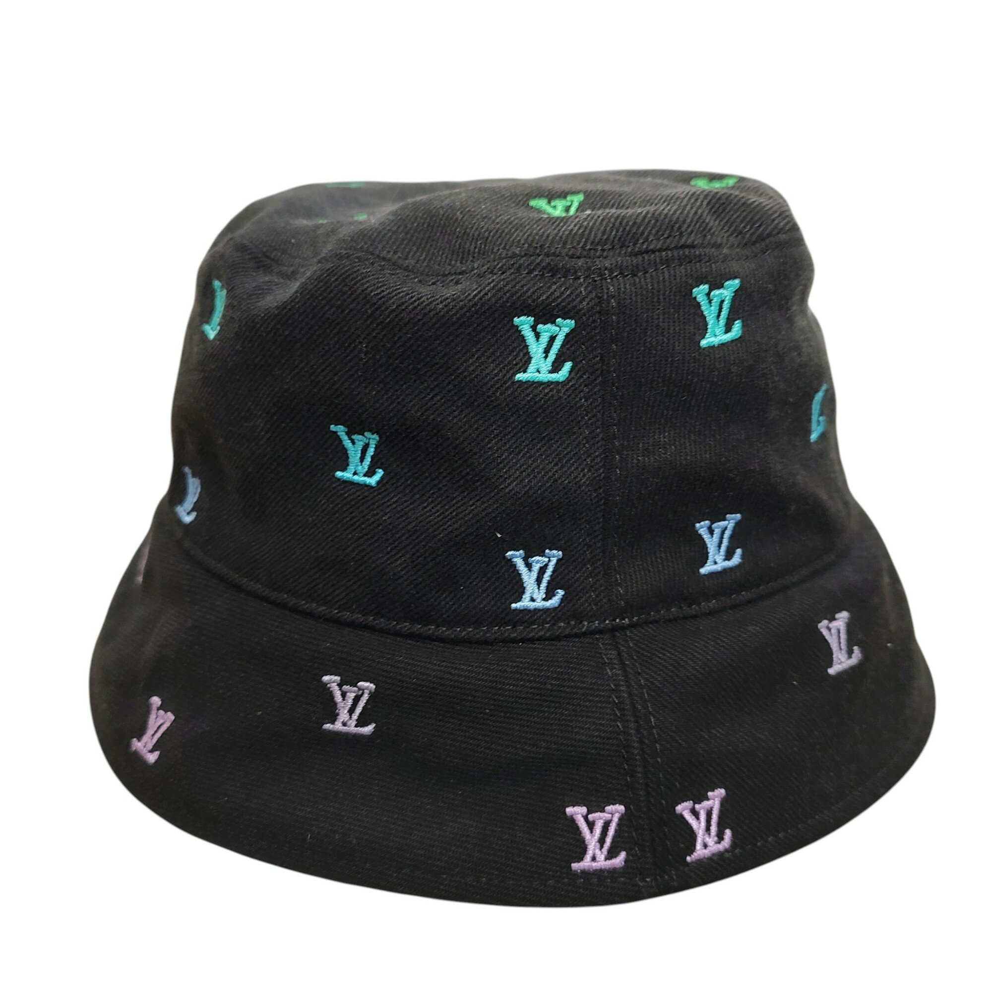 樂天商城 - 【中古】LOUIS VUITTON ルイ・ヴィトン LV ブラゾン シェーディング デニム バケットハット M7978L F ブラック×マルチ メンズ/レディース