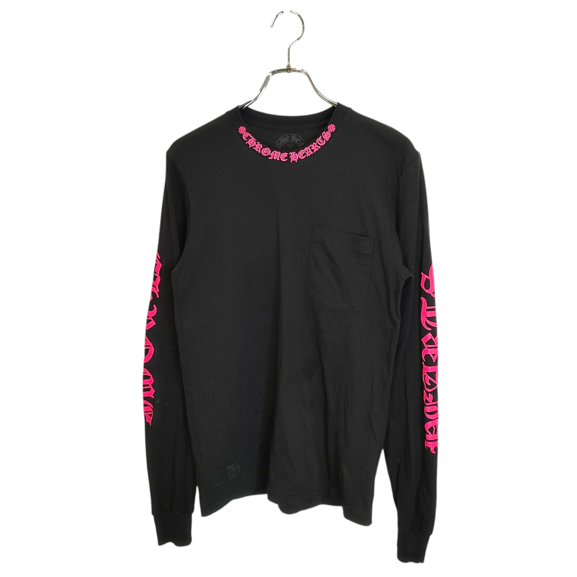 樂天商城 - 【中古】Chrome Hearts クロムハーツ Neck Logo L/S TEE ネックロゴ ロングスリーブ カットソー 長袖Tシャツ S ブラック×ピンク メンズ/レディース
