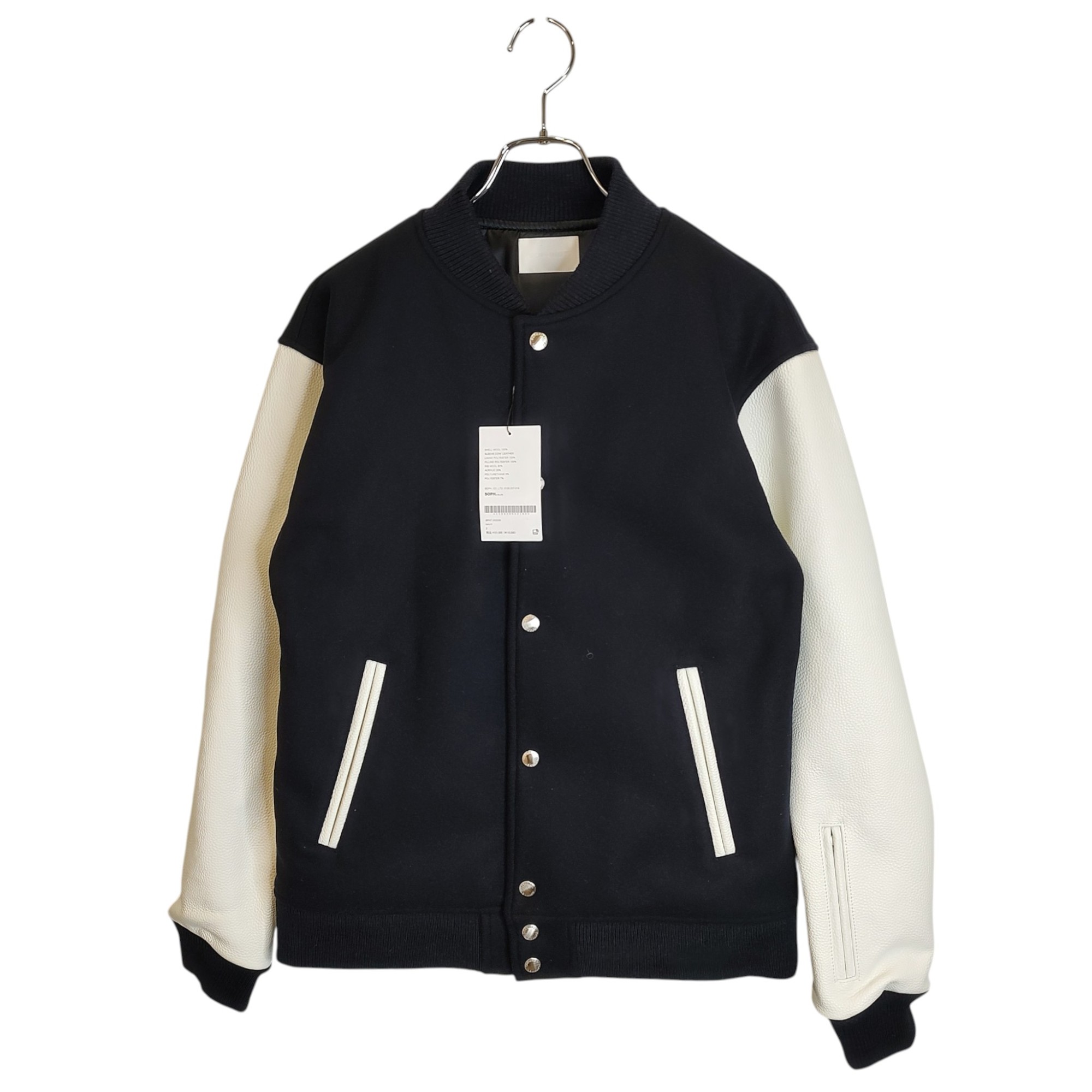Rakuten - 【中古】SOPHNET. ソフネット 25AW MELTON LAMBSWOOL VARSITY JACKET メルトン ラムウール バーシティジャケット スタジャン SPNT-252005 2 ブラック/ホワイト メンズ