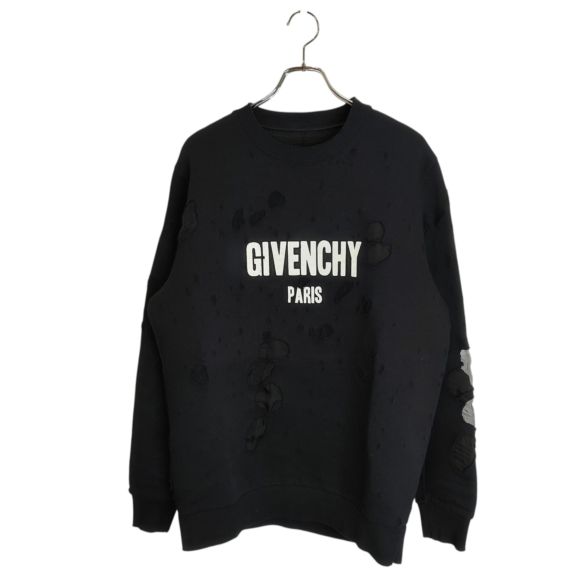 Rakuten - 【中古】GIVENCHY ジバンシィ Distressed Crewneck Sweatshirt ダメージ加工 デストロイ クルーネック スウェットシャツ BM70393Y0S M ブラック メンズ