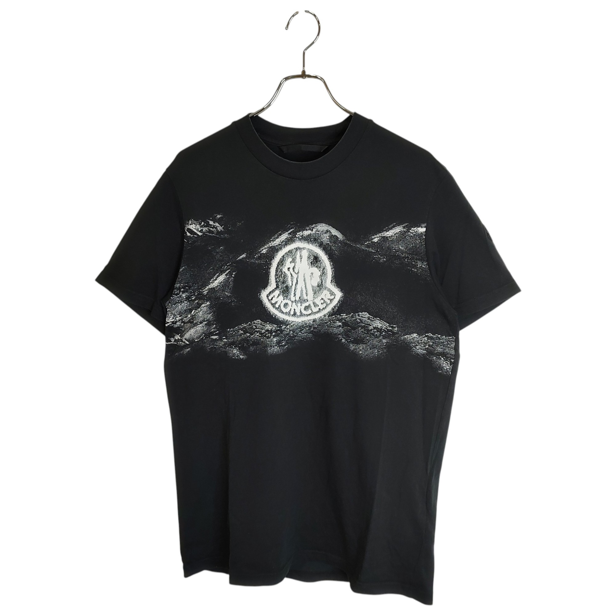 Rakuten - 【中古】MONCLER モンクレール SS T-SHIRTS プリント 半袖 Tシャツ C-SCOM-23-40267 L ブラック/ホワイト メンズ