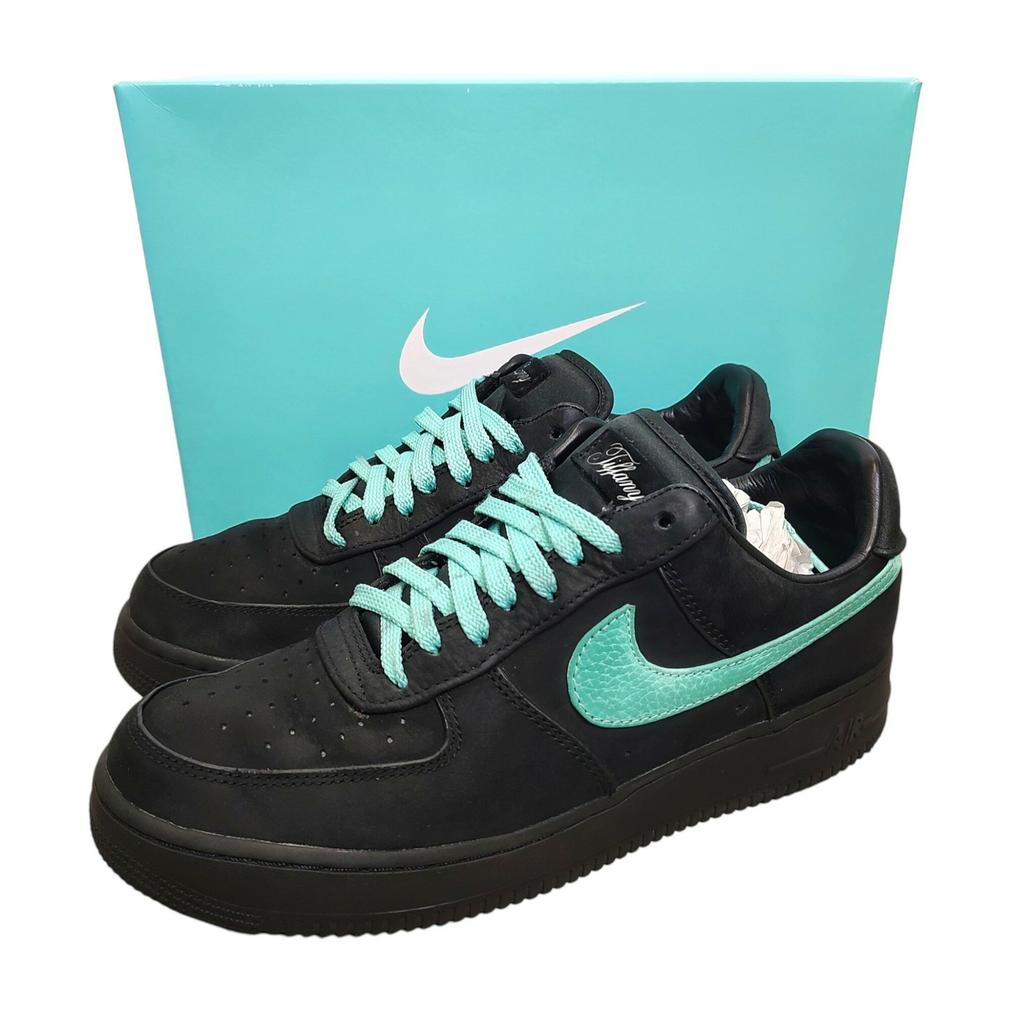 乐天商城 - 【中古】TIFFANY & Co. ティファニー × Nike Air Force 1 Low 1837 スニーカー DZ1382 001 27.5 ブラック×ターコイズ メンズ