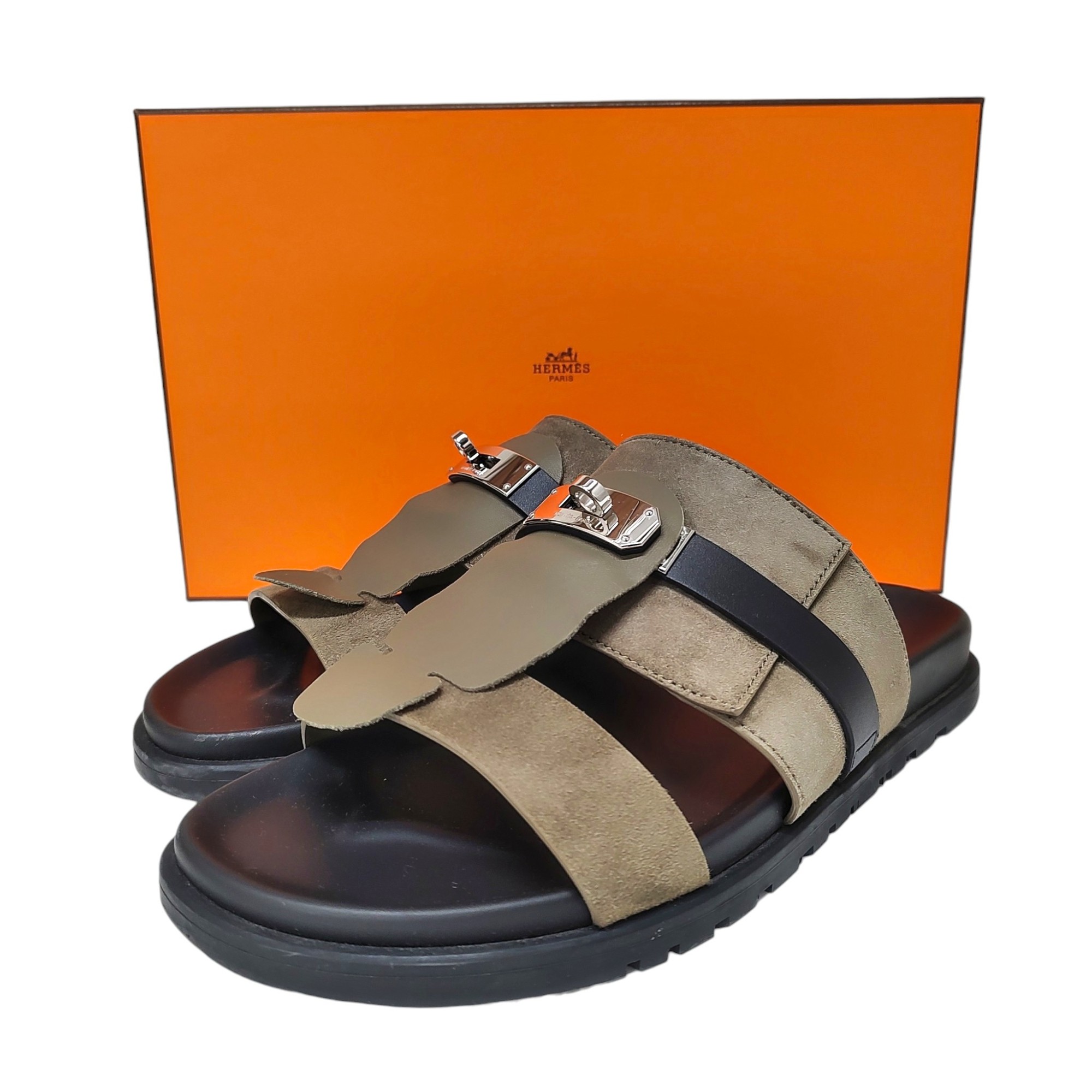 乐天商城 - 【中古】Hermes エルメス ジャクソン ケリー金具 サンダル MD2429482H 42 ブラック メンズ