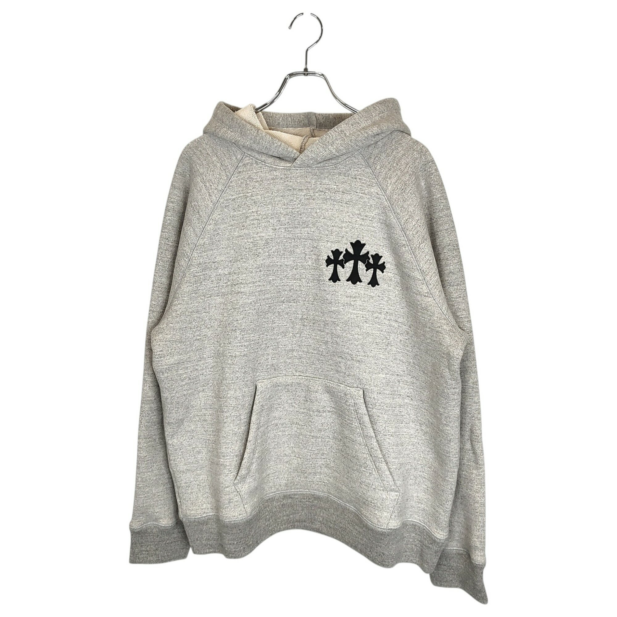 乐天商城 - 【中古】Chrome Hearts クロムハーツ Y NOT 7-11 Cemetery Cross Applique Embroidery Hoodie ワイノット セメタリークロス プルオーバー パーカー L グレー メンズ