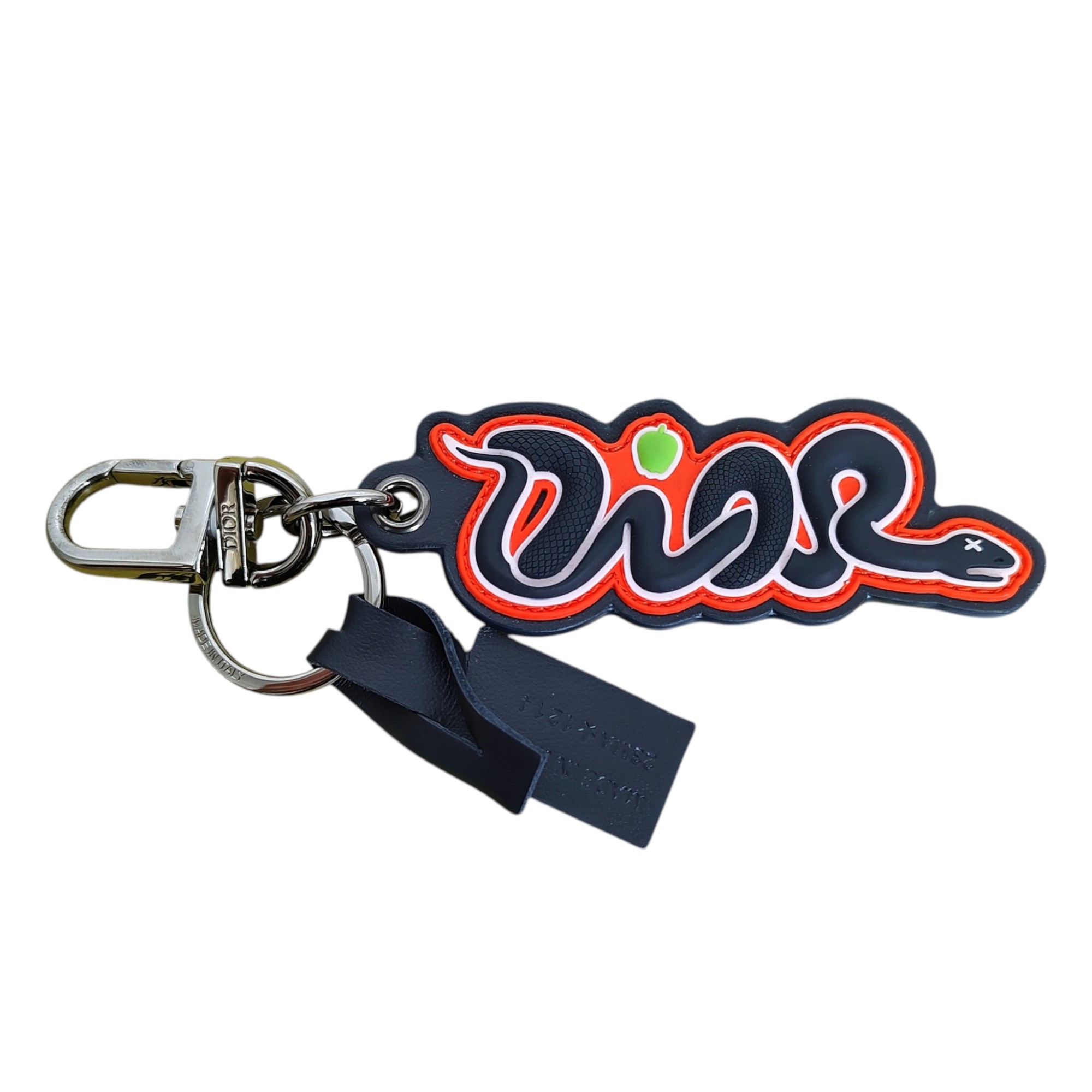 【中古】DIOR ディオール ×KAWS スネークロゴ チャーム ラバー キーホルダー F ブラック×オレンジ メンズ/レディース