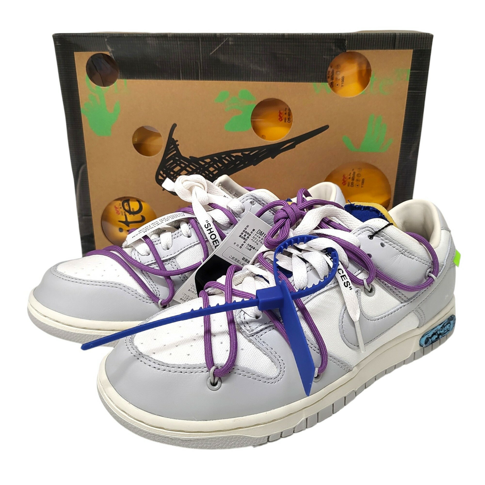 NIKE ナイキ × OFF-WHITE Dunk Low 1 of 50 Lot.48 スニーカー DM1602-107 US9.5 27.5cm グレー メンズ