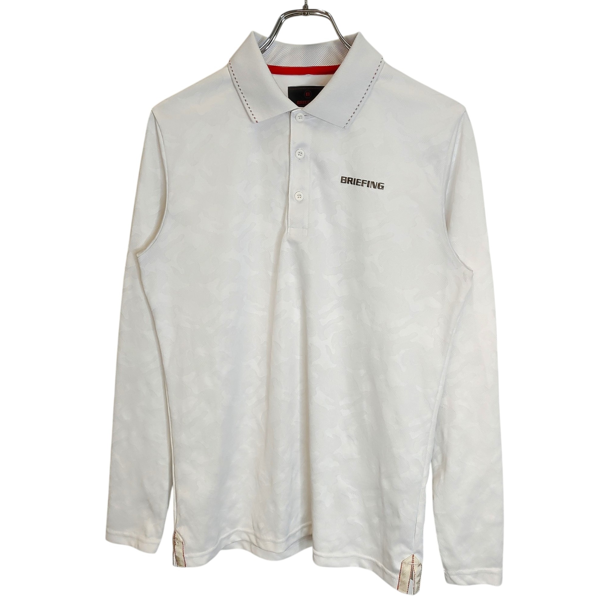 【中古】BRIEFING GOLF ブリーフィングゴルフ CAMOUFLAGE JQ POLO カモフラ 長袖 ポロシャツ BRG213M22 M ホワイト メンズ