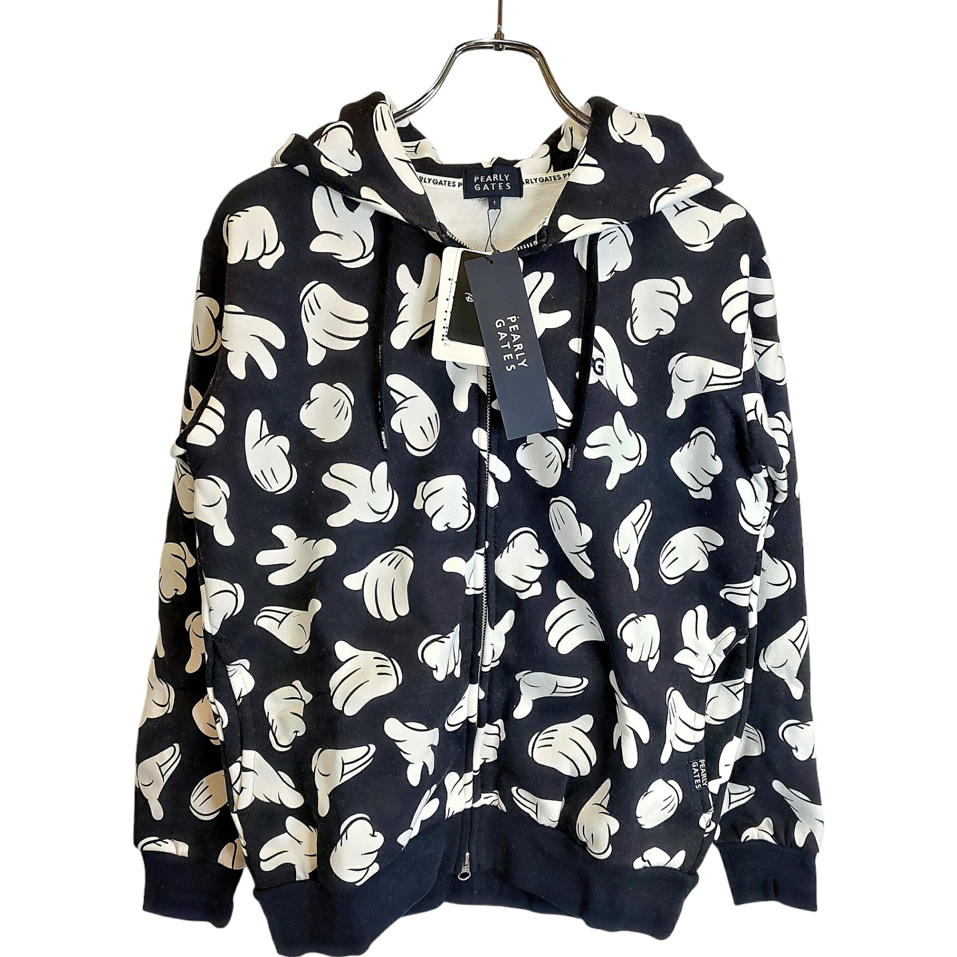 PEARLY GATES パーリーゲイツ ゴルフ × Disney ミッキー柄 ジップアップ パーカー 055-1262010 0 ブラック レディース