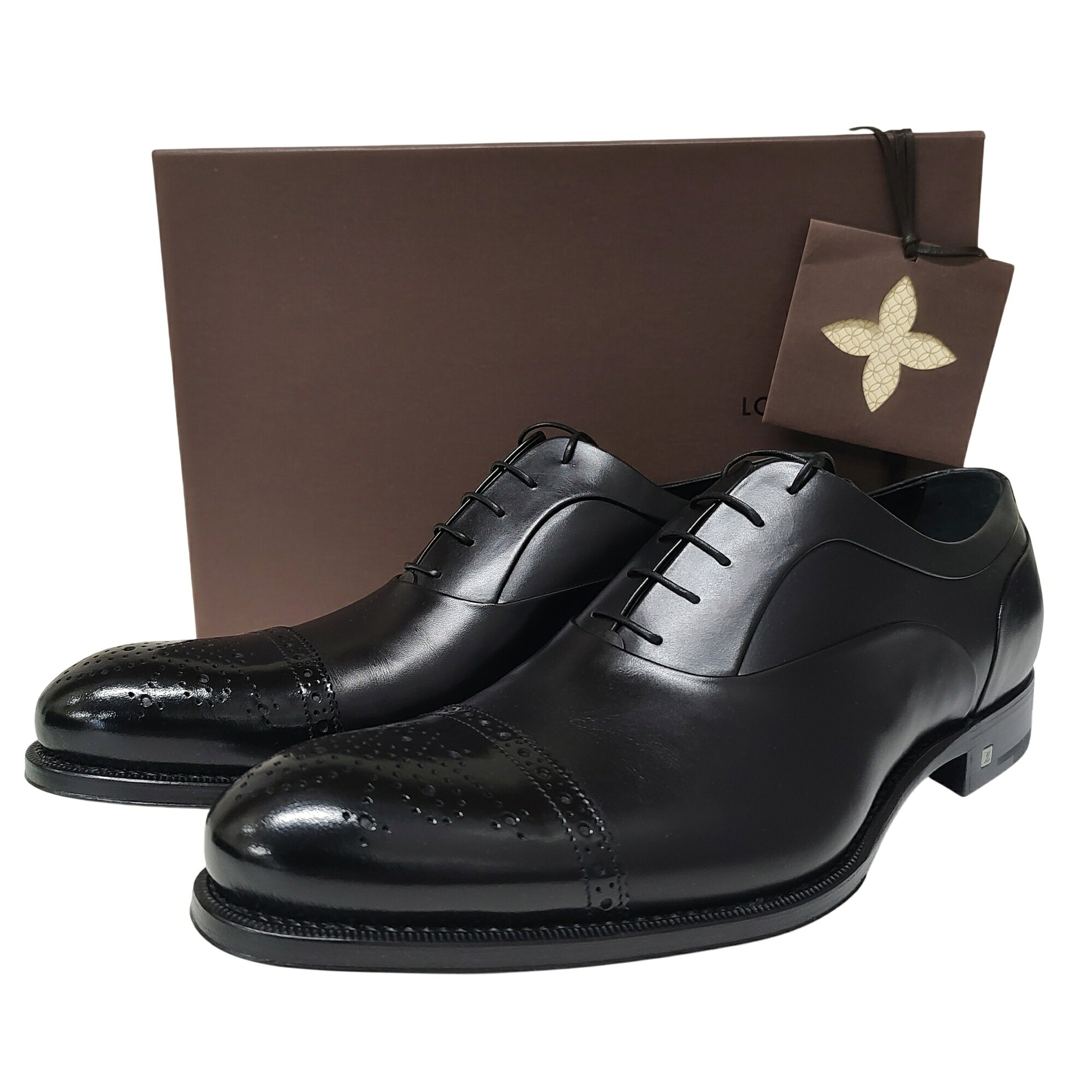 LOUIS VUITTON ルイ・ヴィトン ビジネス レザー ダービー シューズ 0113 UK10 ブラック メンズ