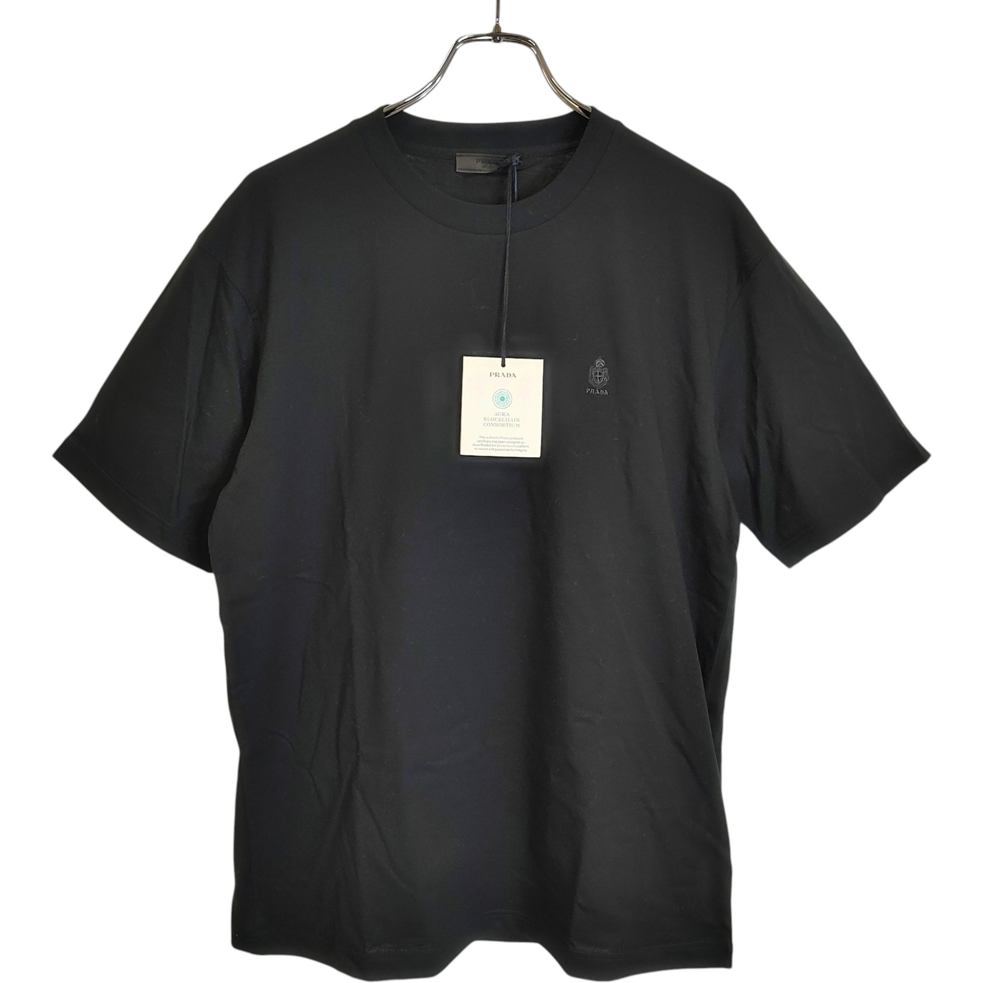 PRADA プラダ 25SS コットン 半袖 Tシャツ UJN999 196F L ブラック メンズ