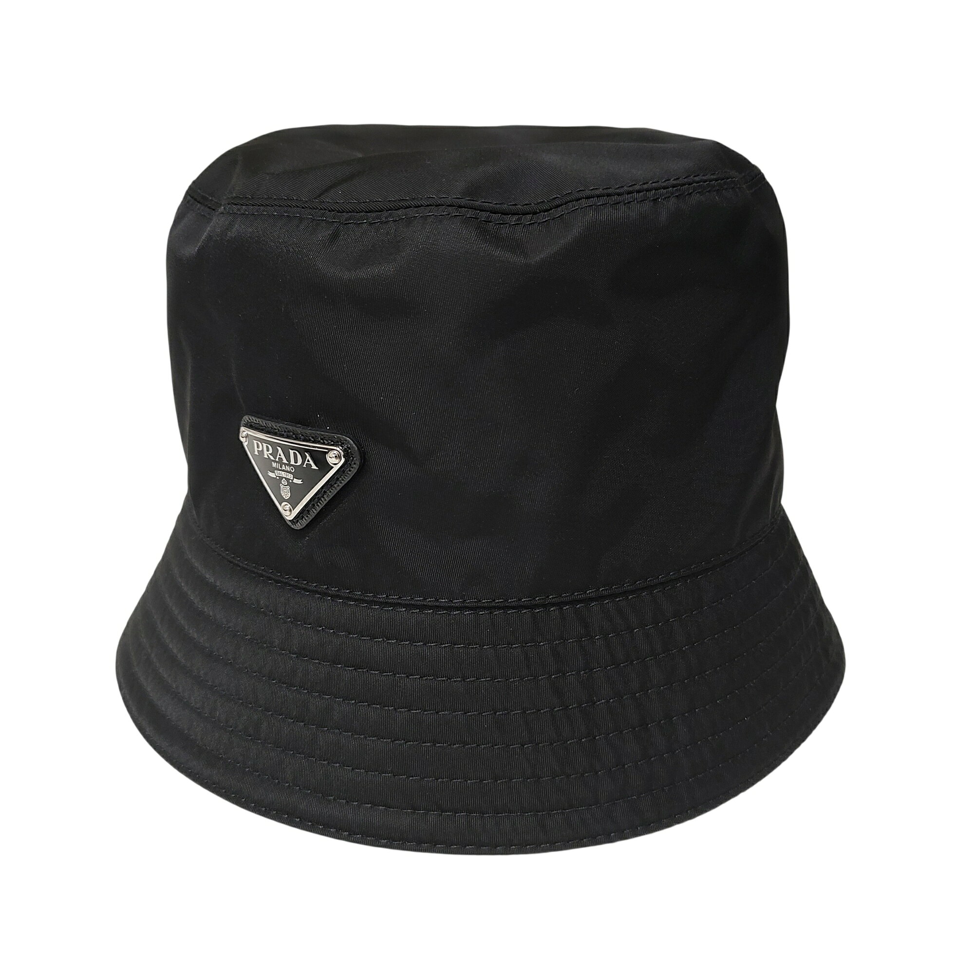 PRADA プラダ Re-Nylon 三角プレート ナイロン バケット ハット 2HC137 2DMI L ブラック メンズ