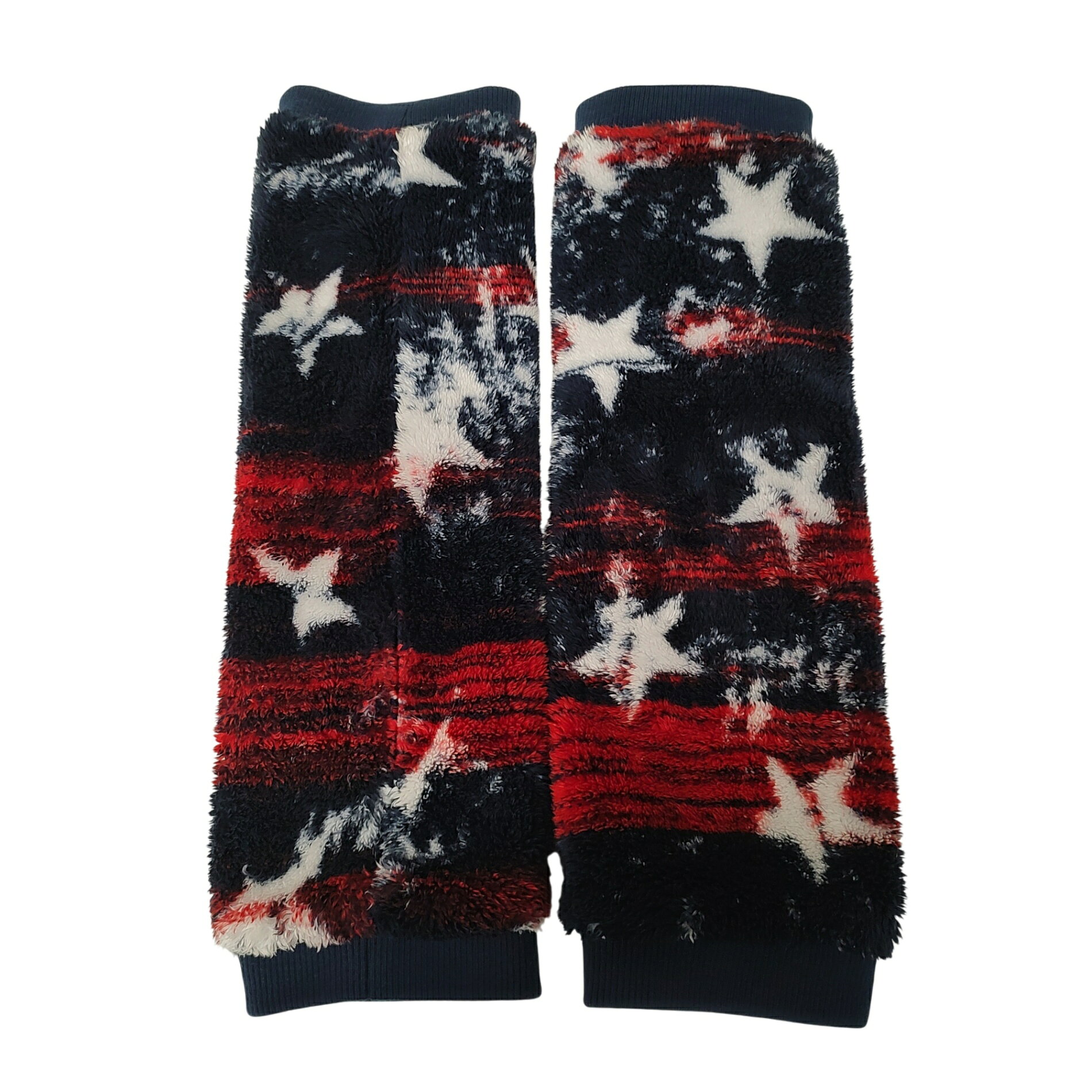 【中古】LOUDMOUTH ラウドマウス ゴルフ 総柄 フリース レッグ ウォーマー F ネイビー/レッド レディース
