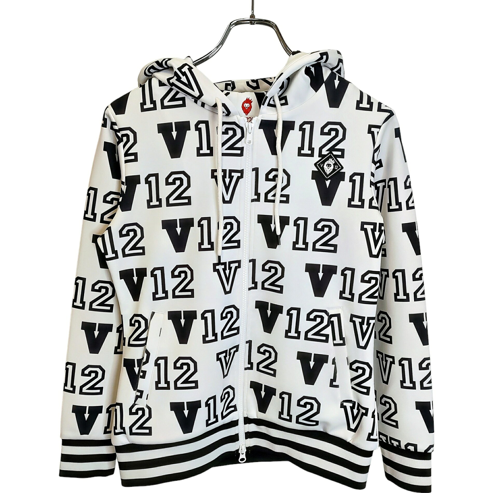 【中古】V12 ブイトゥエルブ ゴルフ LIVERY PARKA ジップアップ パーカー V122110-SW01 1 ホワイト/ブラック レディース