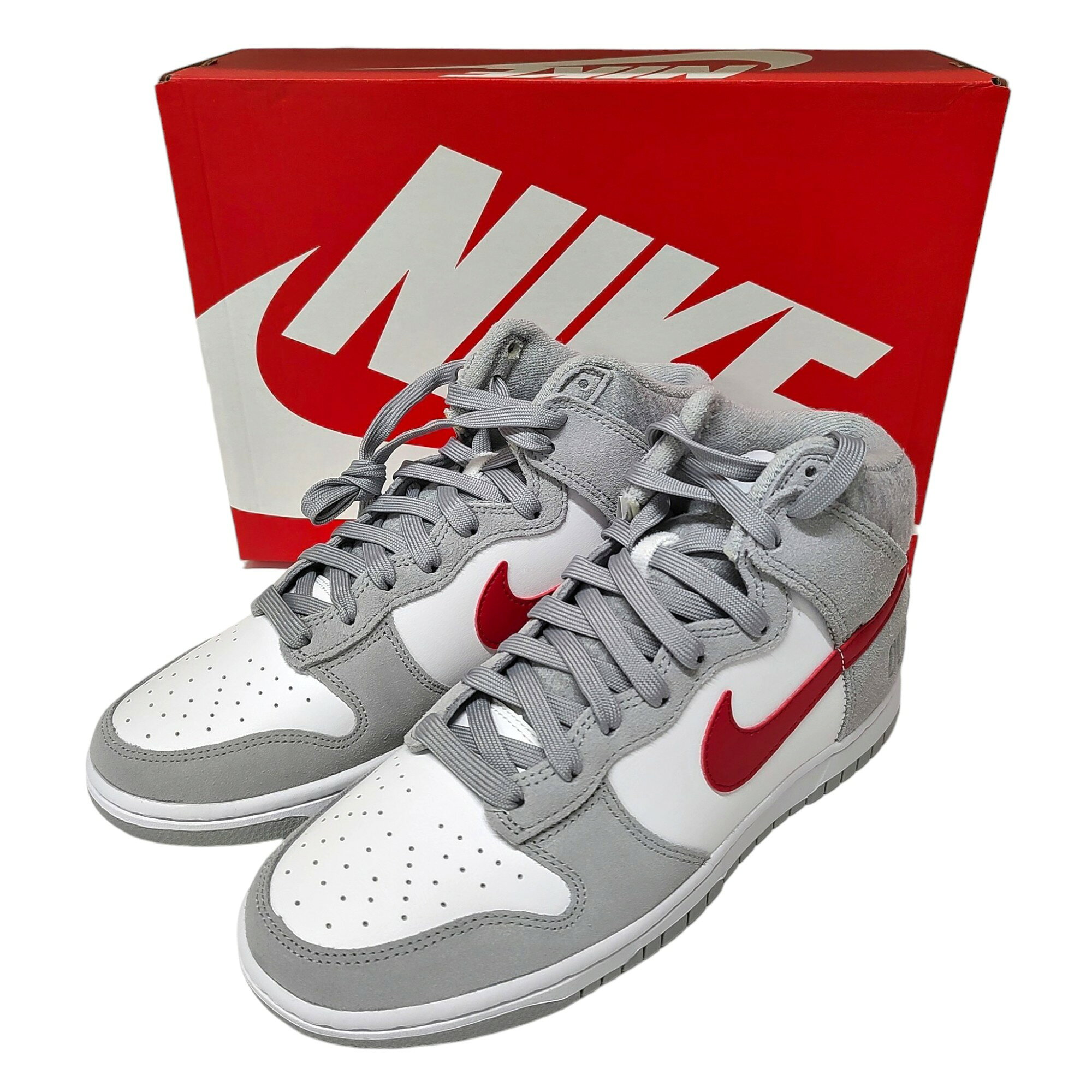 NIKE ナイキ Dunk High Retro SE Athletic Club スニーカー DJ6152-001 26.5 ライト スモーク グレー ×ジム レッド メンズ