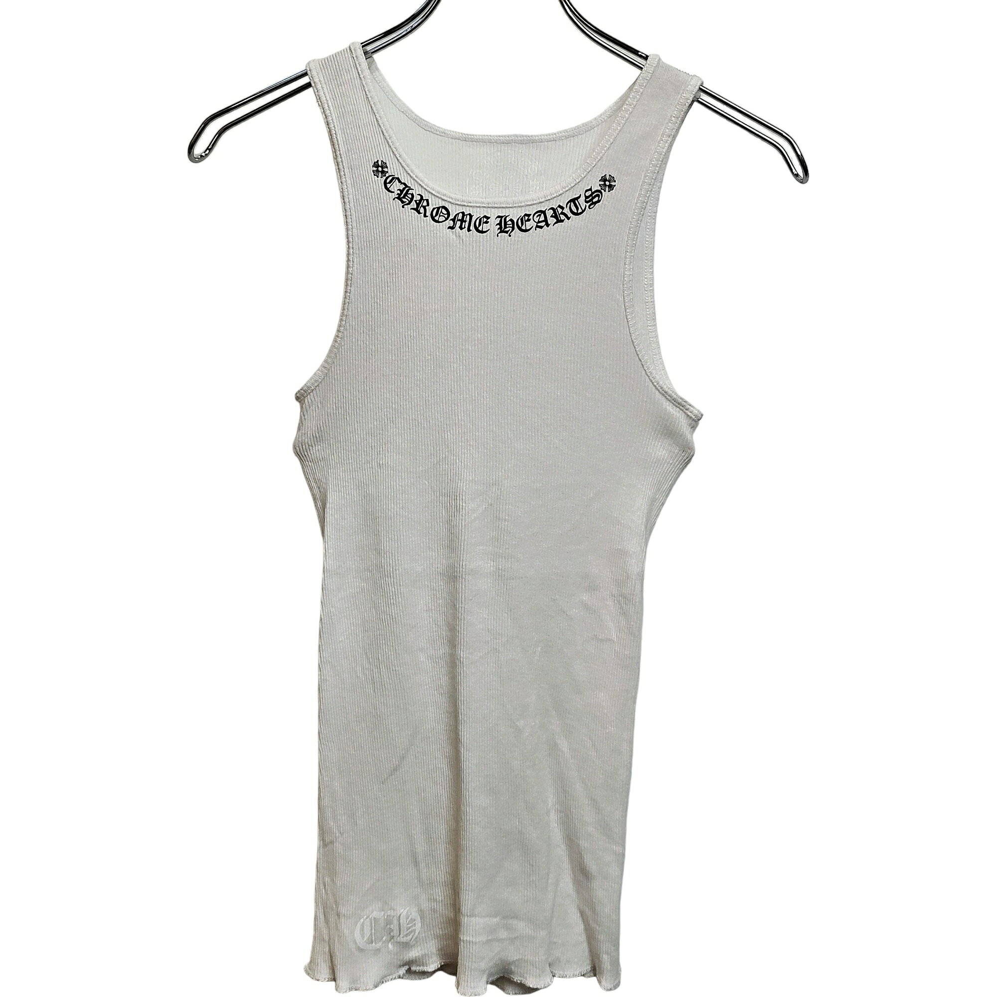 【中古】Chrome Hearts クロムハーツ Neck Logo Back GIRLS Print Tank Top バックガールズプリント タンクトップ S ホワイト レディース