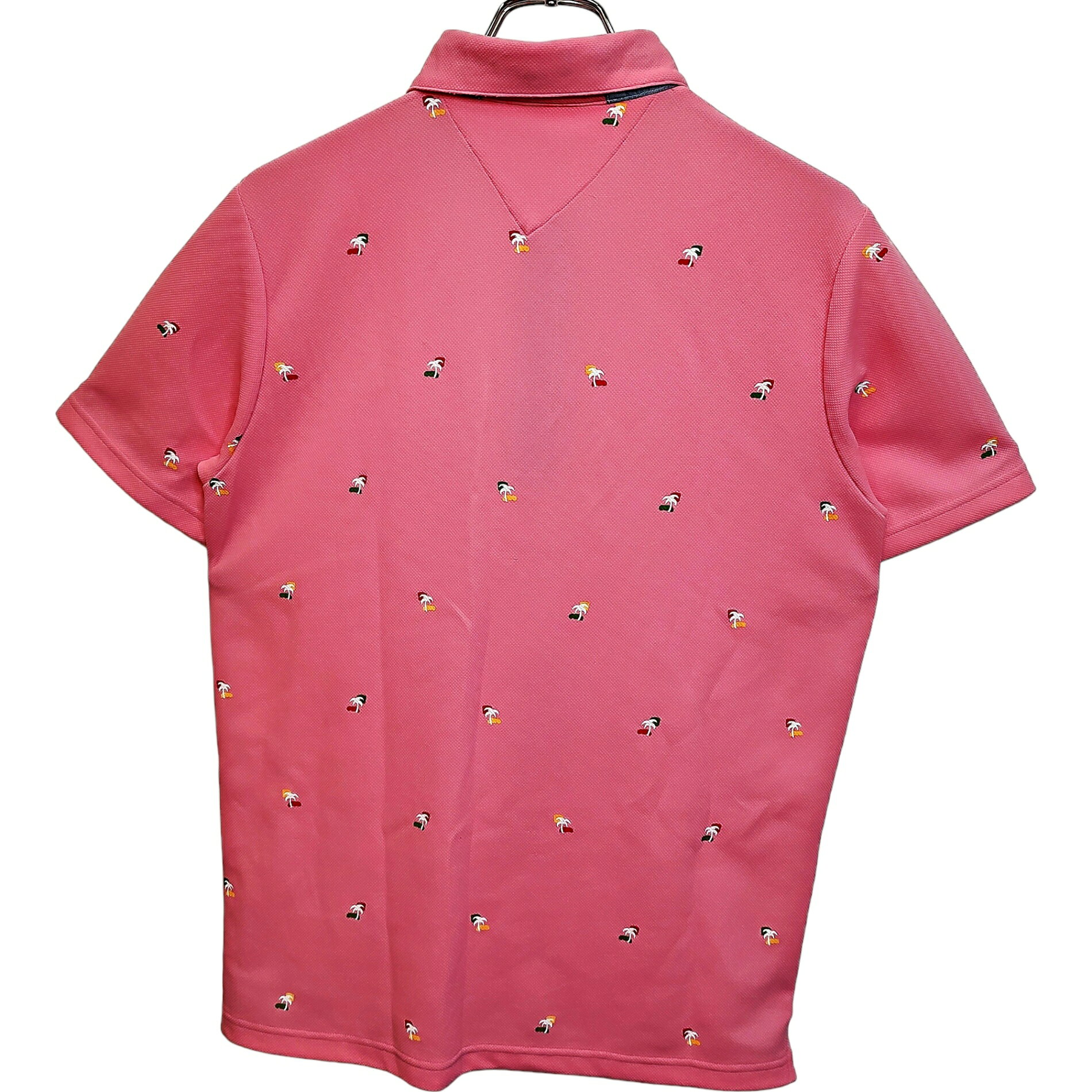 TRIGGER 楽天市場店の【中古】Tommy Hilfiger GOLF トミー ヒルフィガー ゴルフ 総柄 半袖 ポロシャツ THMA942 M ピンク メンズ｜アングル2