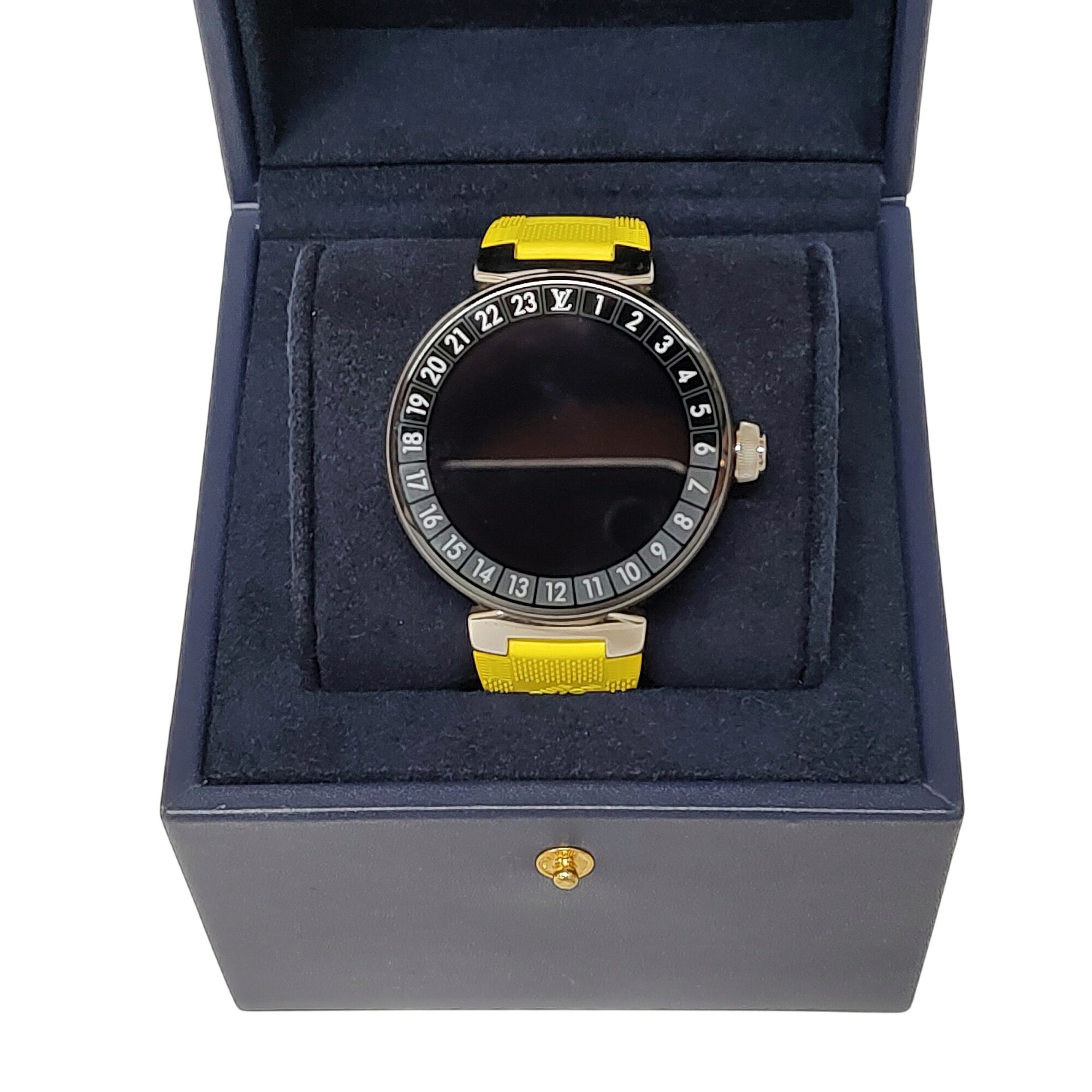 【中古】LOUIS VUITTON ルイ・ヴィトン タンブール ホライゾン スマートウォッチ V2 腕時計 QA050 F ブラック/イエロー メンズ