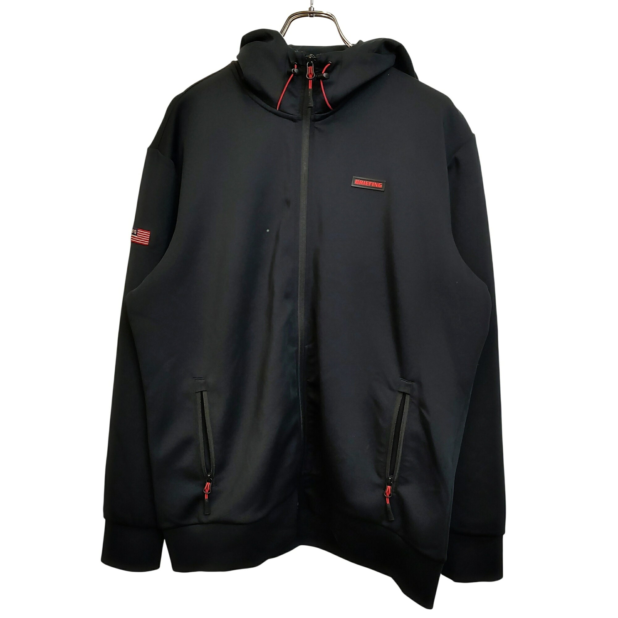 【中古】BRIEFING GOLF ブリーフィングゴルフ 3D LOGO PARKA / ZIP UP HOODIE ジップアップ パーカー BBG221M11 XL ブラック メンズ