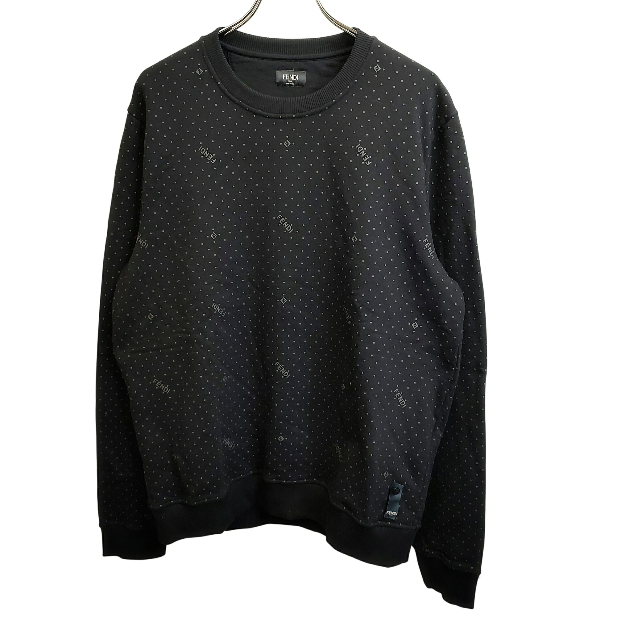 【中古】FENDI フェンディ Dot sweatshirt ドット　スウェット 12CPF-21-583 XL ブラック メンズ