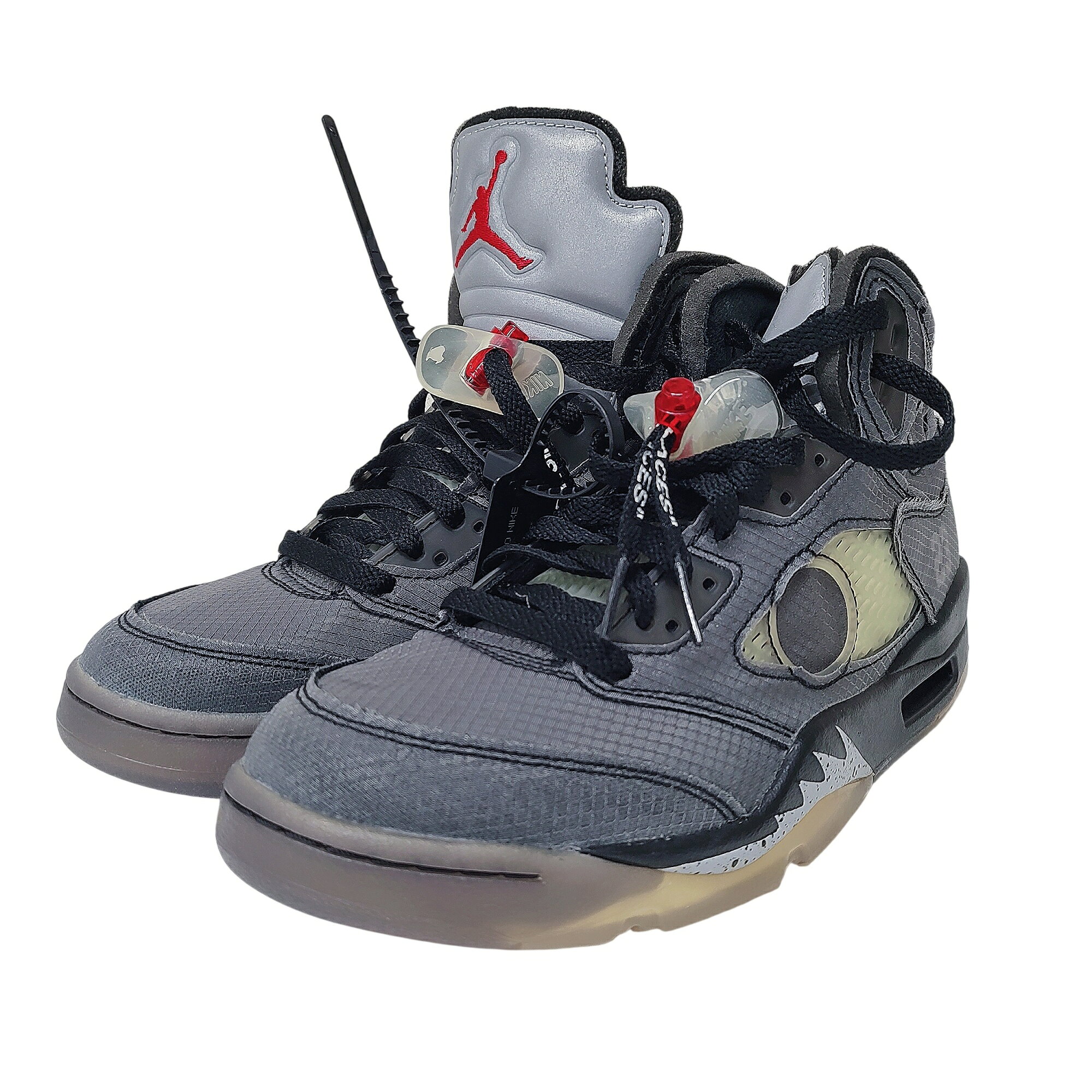 NIKE ナイキ x OFF-WHITE オフホワイト Air Jordan 5 Black/Muslin/Fire Red エアジョーダン5 スニーカー CT8480-001 25.5cm ブラック/モスリン/ファイヤーレッド メンズ